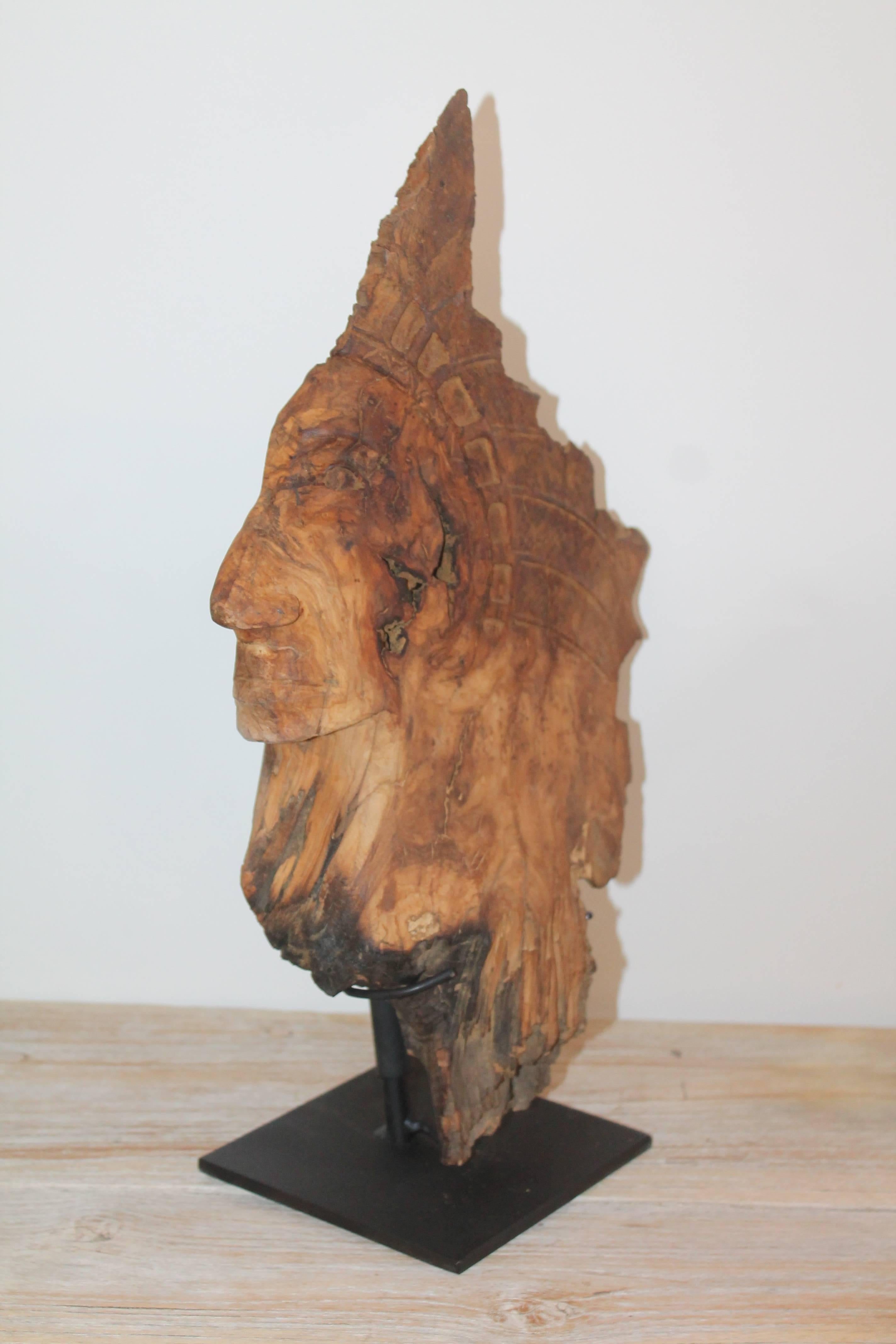 wood carved indian head