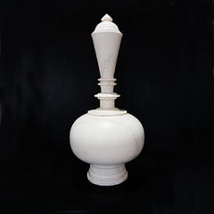 Hand-Carved Indian Marble Vase, with cap