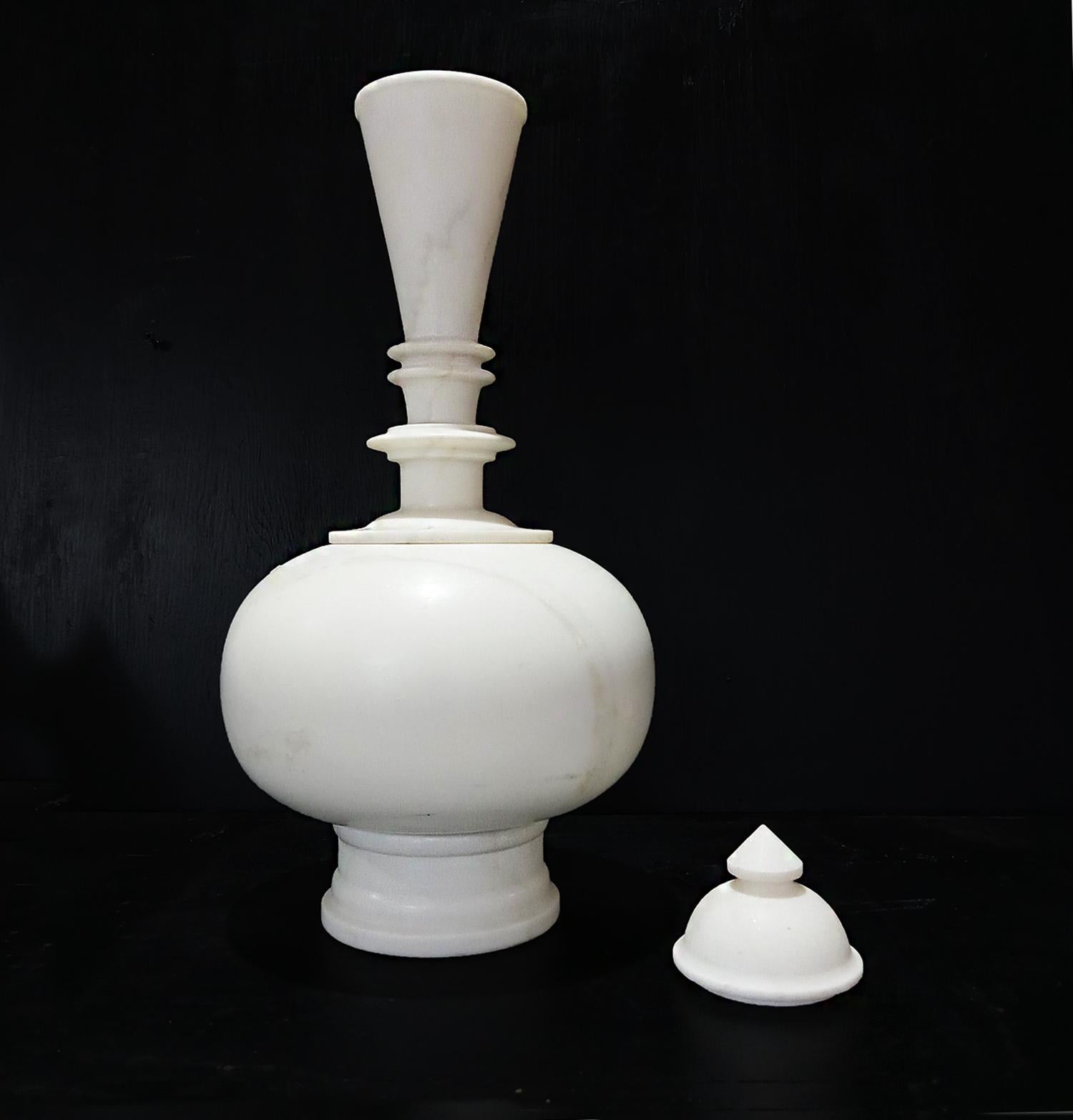 Hand-Carved Indian Marble Vase, with cap 1