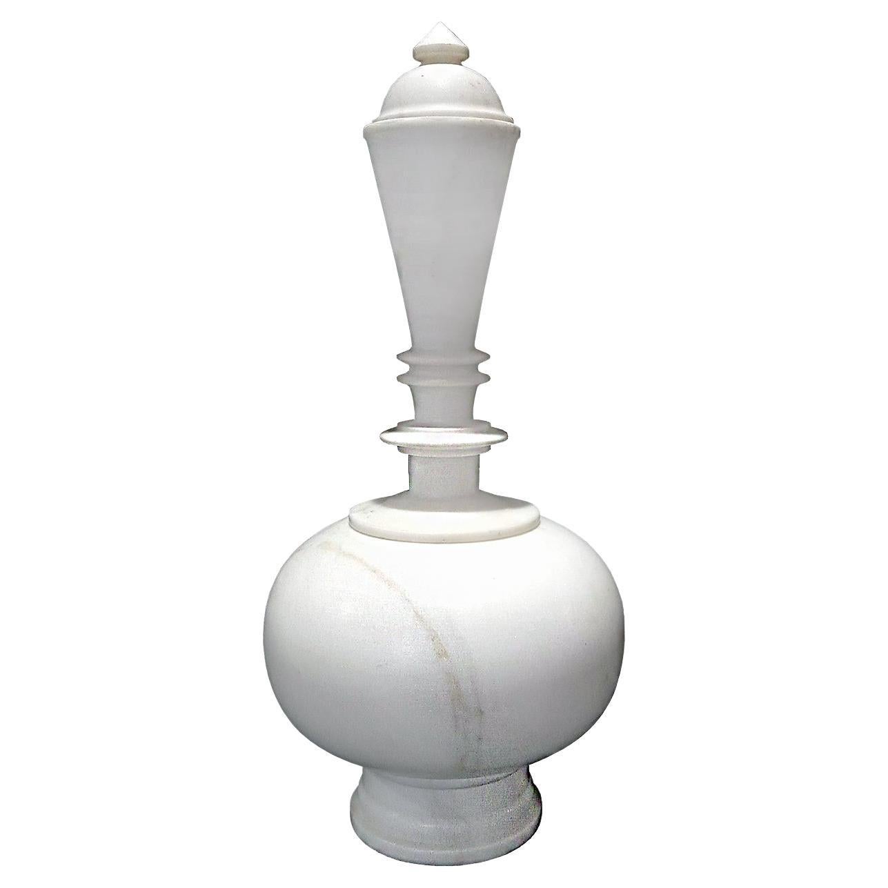 Hand-Carved Indian Marble Vase, with cap