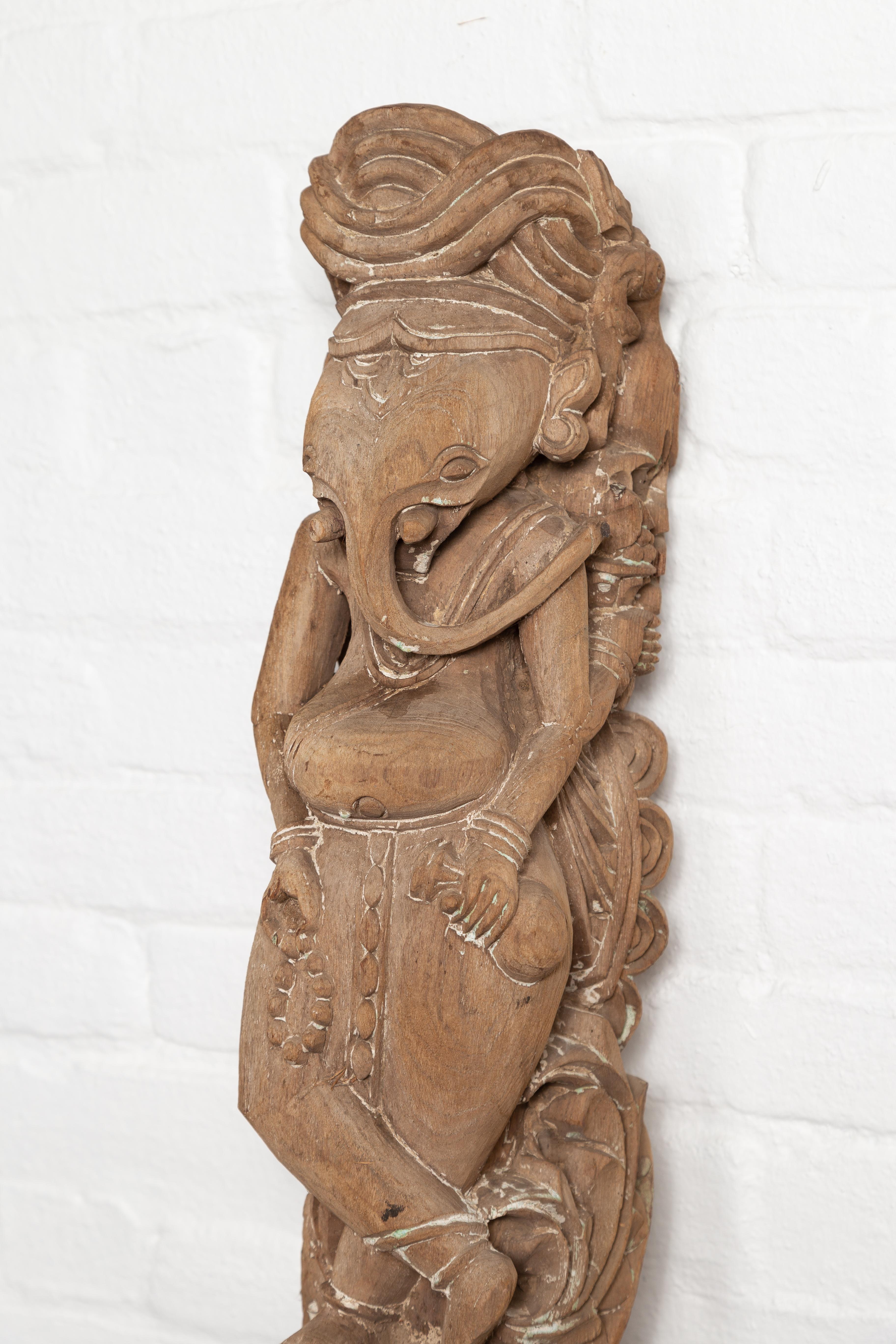 Hand Carved Indian Temple Carving from Gujarat Depicting the Hindu Deity Ganesha 2