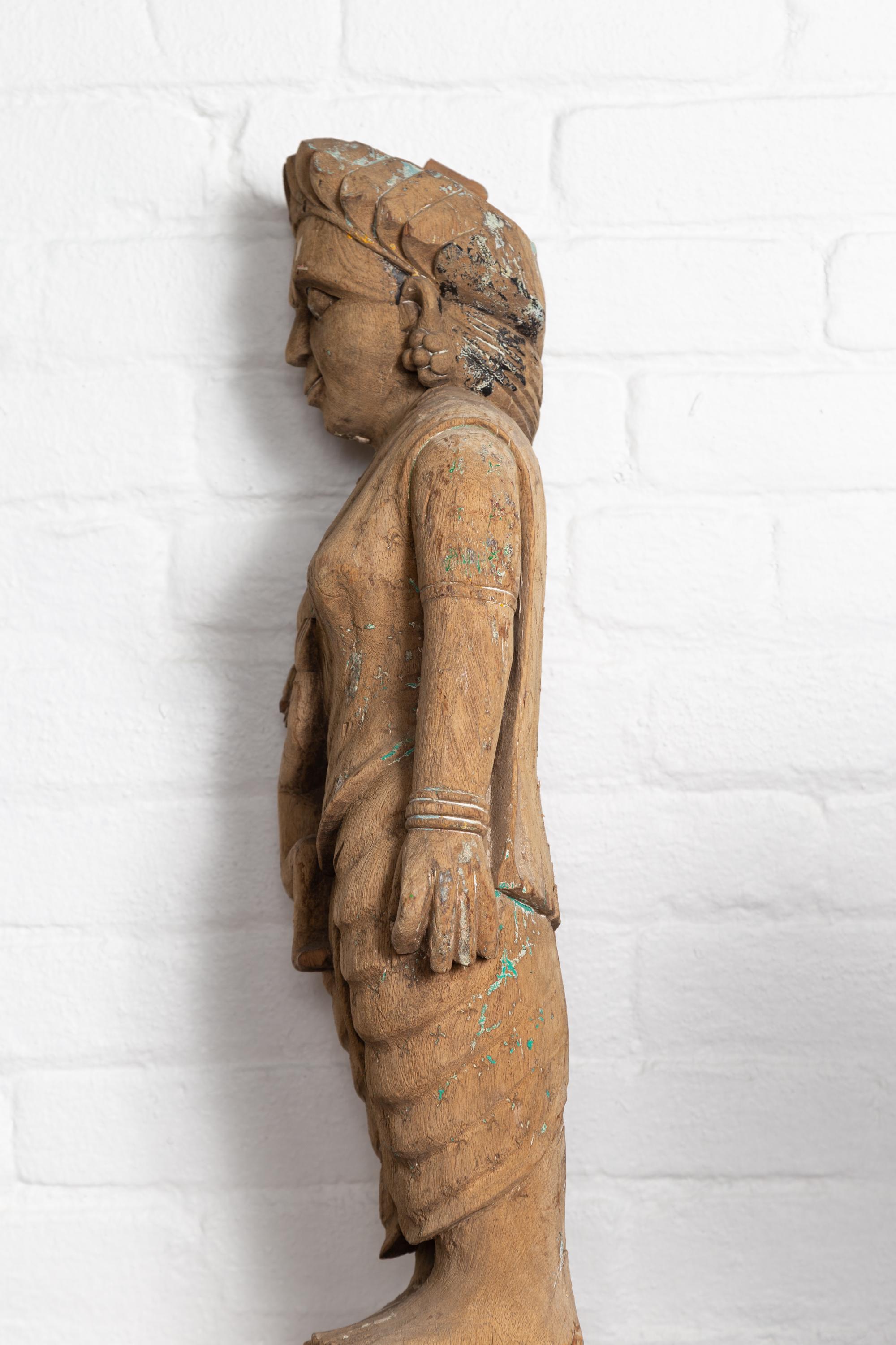 Hand Carved Indian Temple Carving Statue from Gujarat Depicting Mother and Child For Sale 8