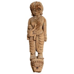 Hand Carved Indian Temple Carving Statue from Gujarat Depicting Mother and Child