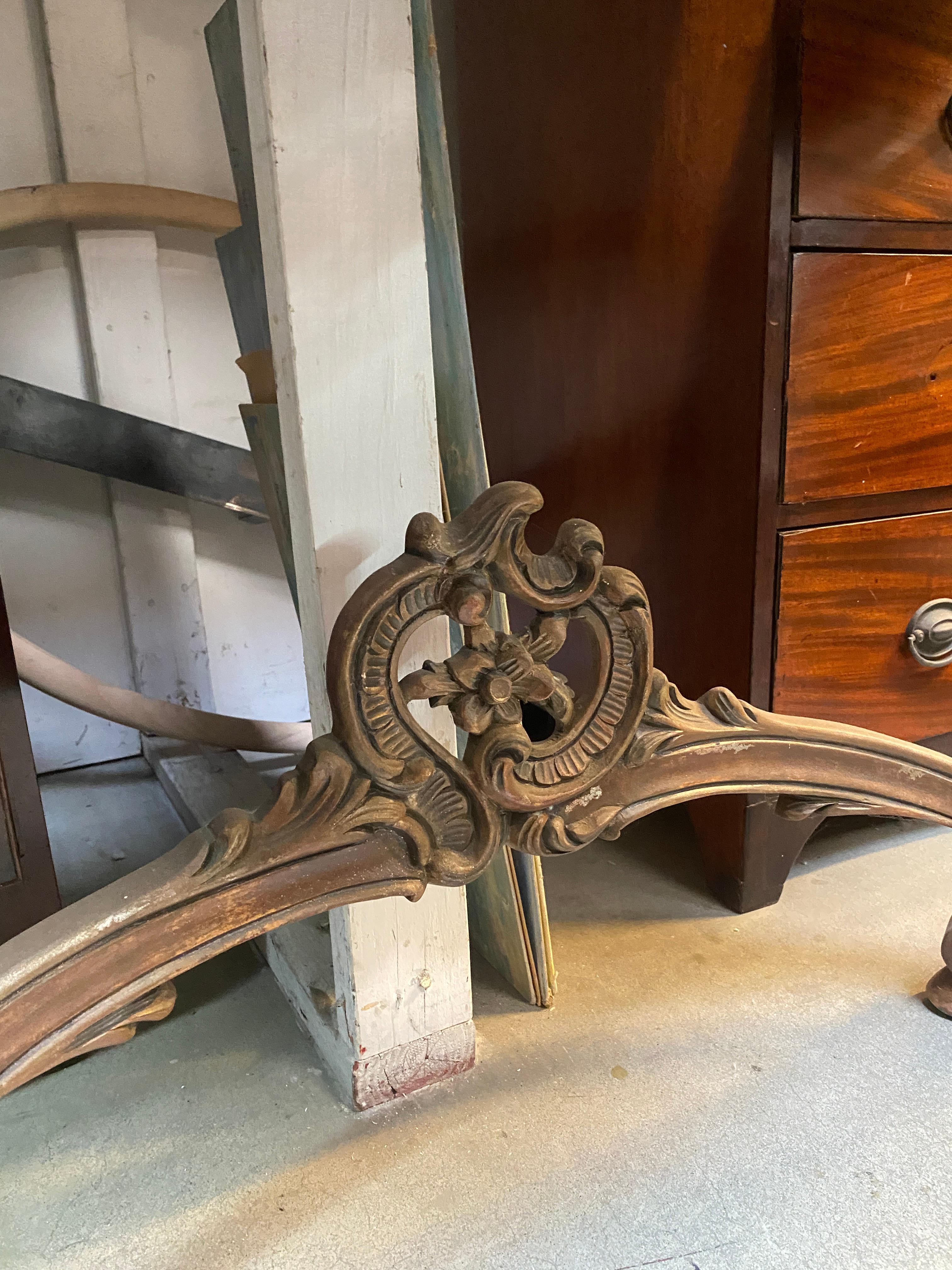 19th Century Hand-Carved Indonesian Bronze Console Table w/ Dark Top For Sale