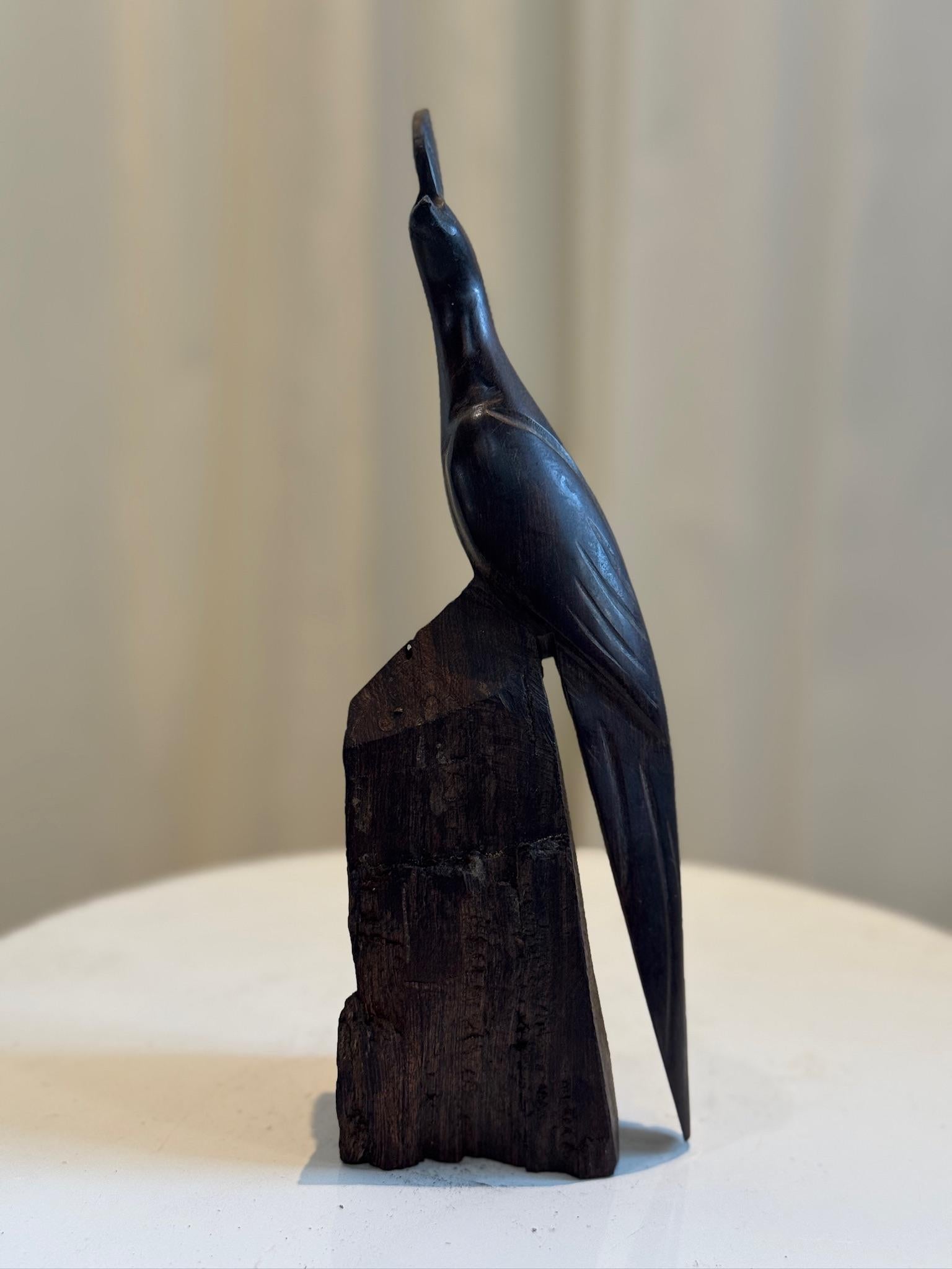 Questa squisita scultura di fagiano in legno di ferro intagliato a mano mostra una maestria artigianale con incisioni dettagliate delle piume e una posa aggraziata. Le ricche tonalità scure del legno di ferro esaltano l'eleganza naturale del pezzo,