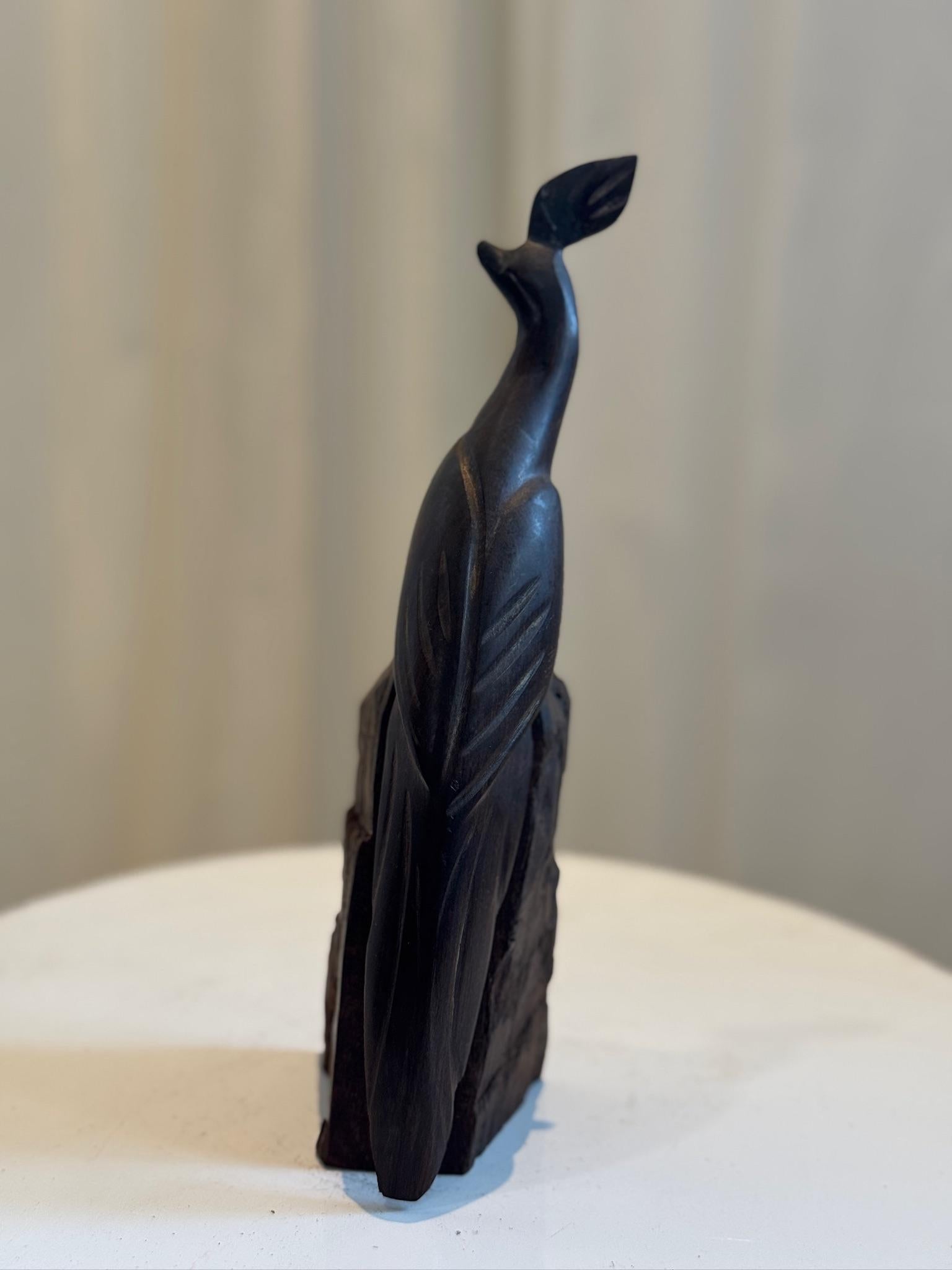 Arte popolare Scultura di fagiano in legno di ferro intagliato a mano - Vintage Southwestern Art in vendita