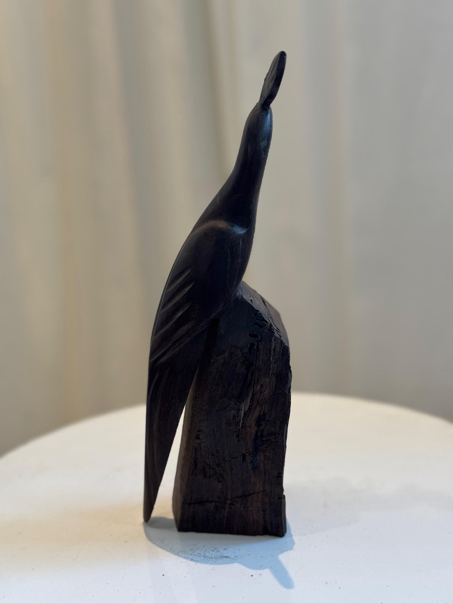 Intagliato a mano Scultura di fagiano in legno di ferro intagliato a mano - Vintage Southwestern Art in vendita