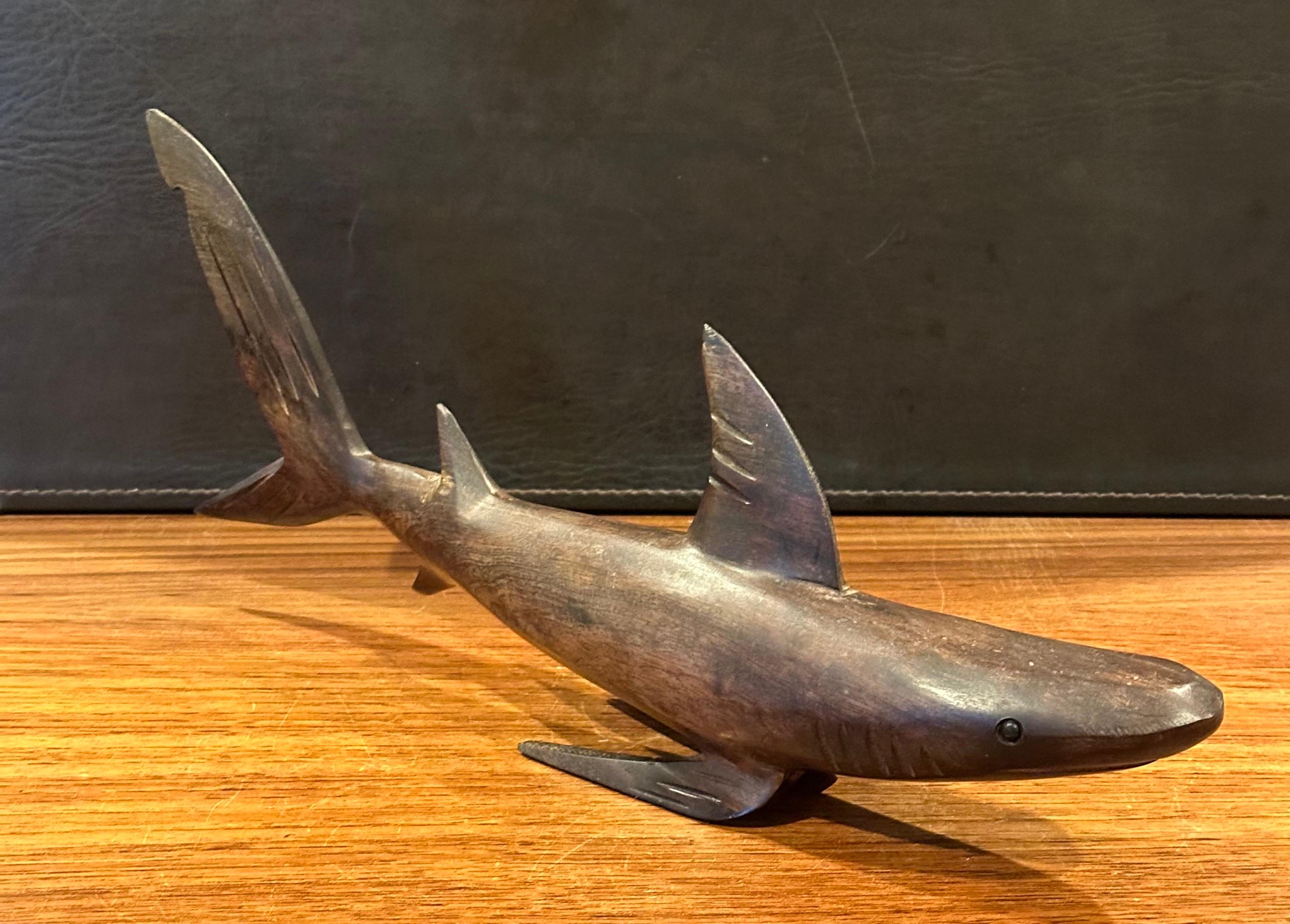 American Hand Carved Ironwood Shark Sculpture