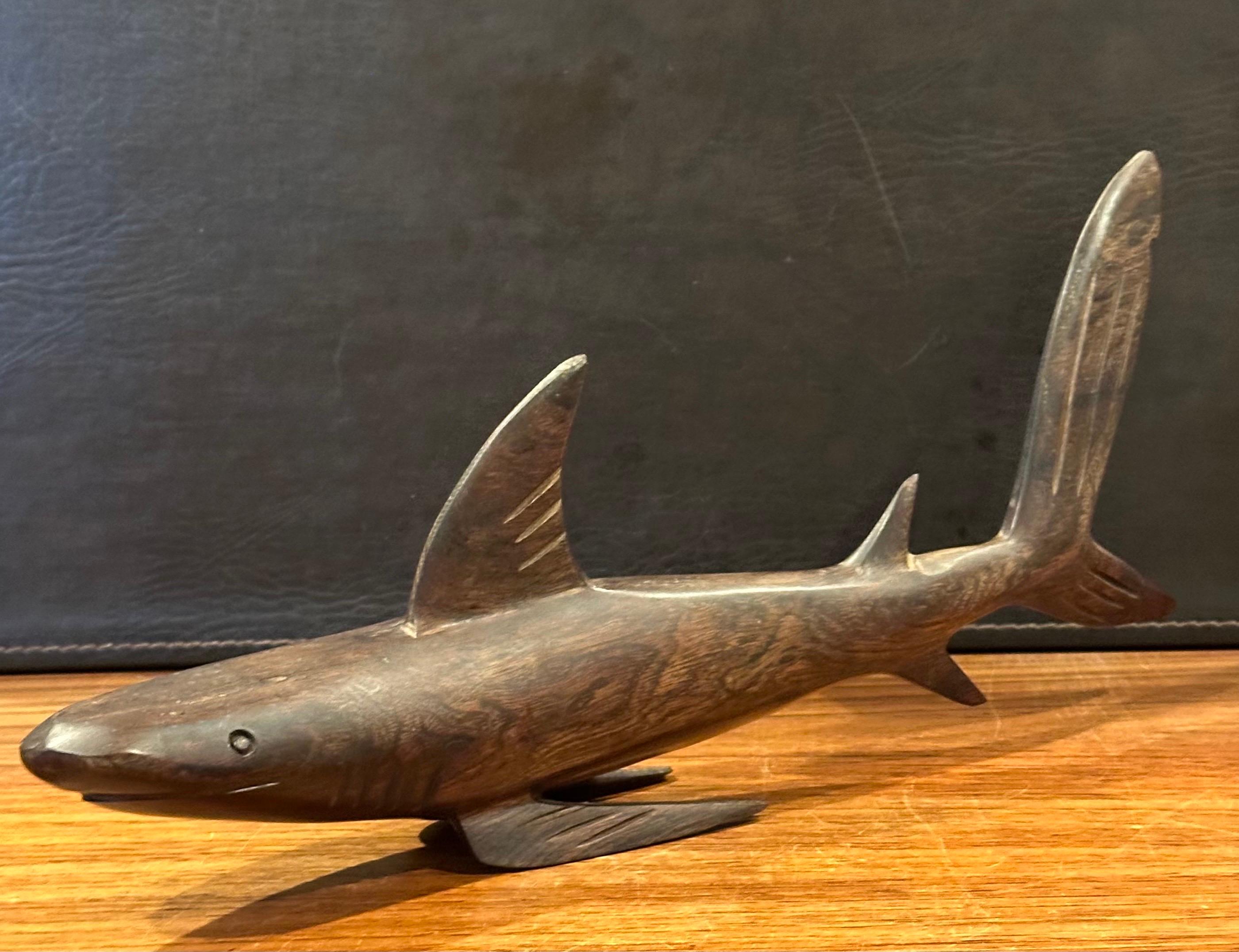 Hand-Carved Hand Carved Ironwood Shark Sculpture