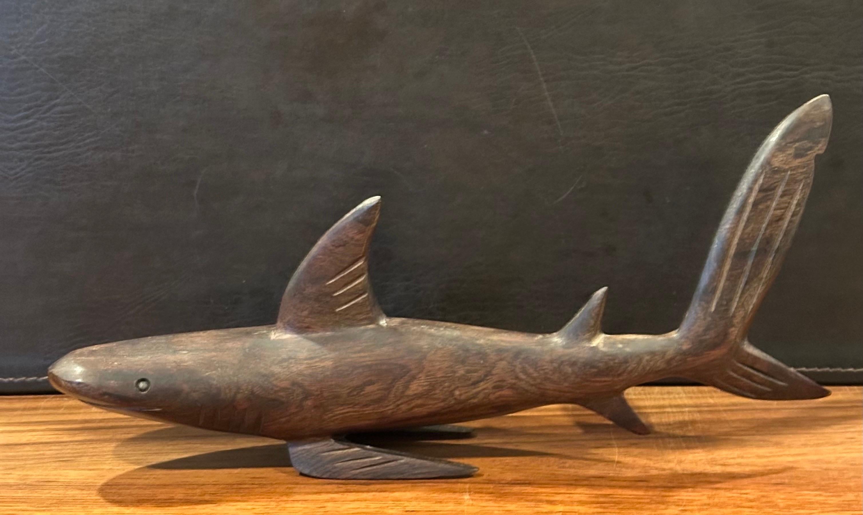20th Century Hand Carved Ironwood Shark Sculpture