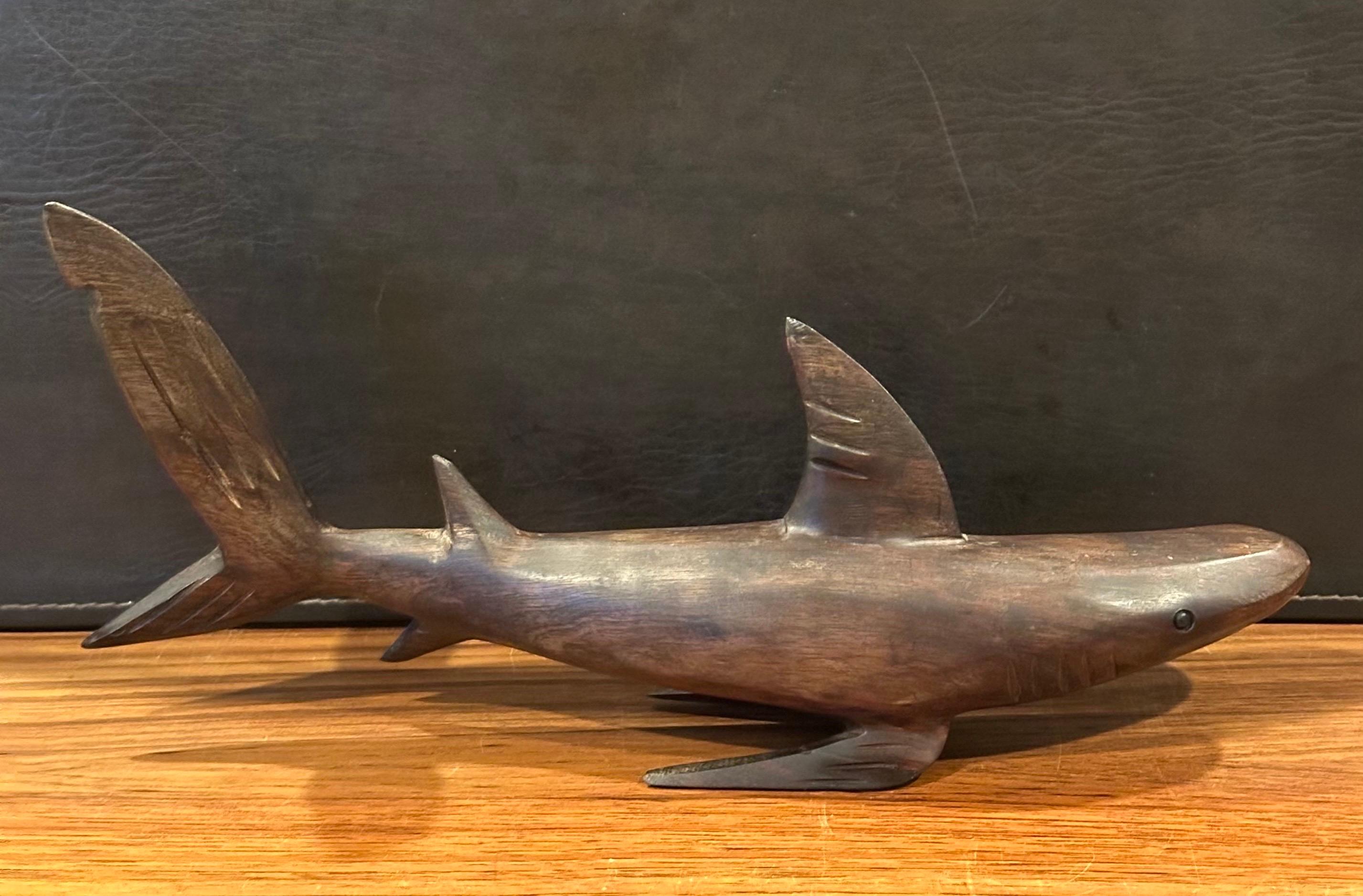 Wood Hand Carved Ironwood Shark Sculpture