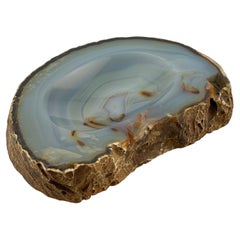 Blue Chalcedony Agate Bowl, Hand-Carved, Italy c. 1960s