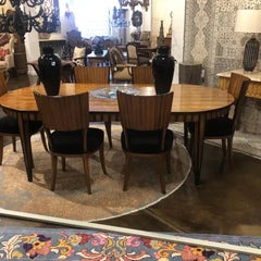 Servizio da pranzo italiano intagliato a mano, intarsi in ebano, stile Art Déco, anni ’90