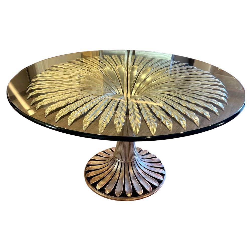 Tavolo da pranzo o da centro in legno dorato italiano intagliato a mano da Pier Luigi Colli in vendita