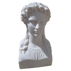 Hand-Carved Italian Marble Bust of a Greek Woman, 20th Century