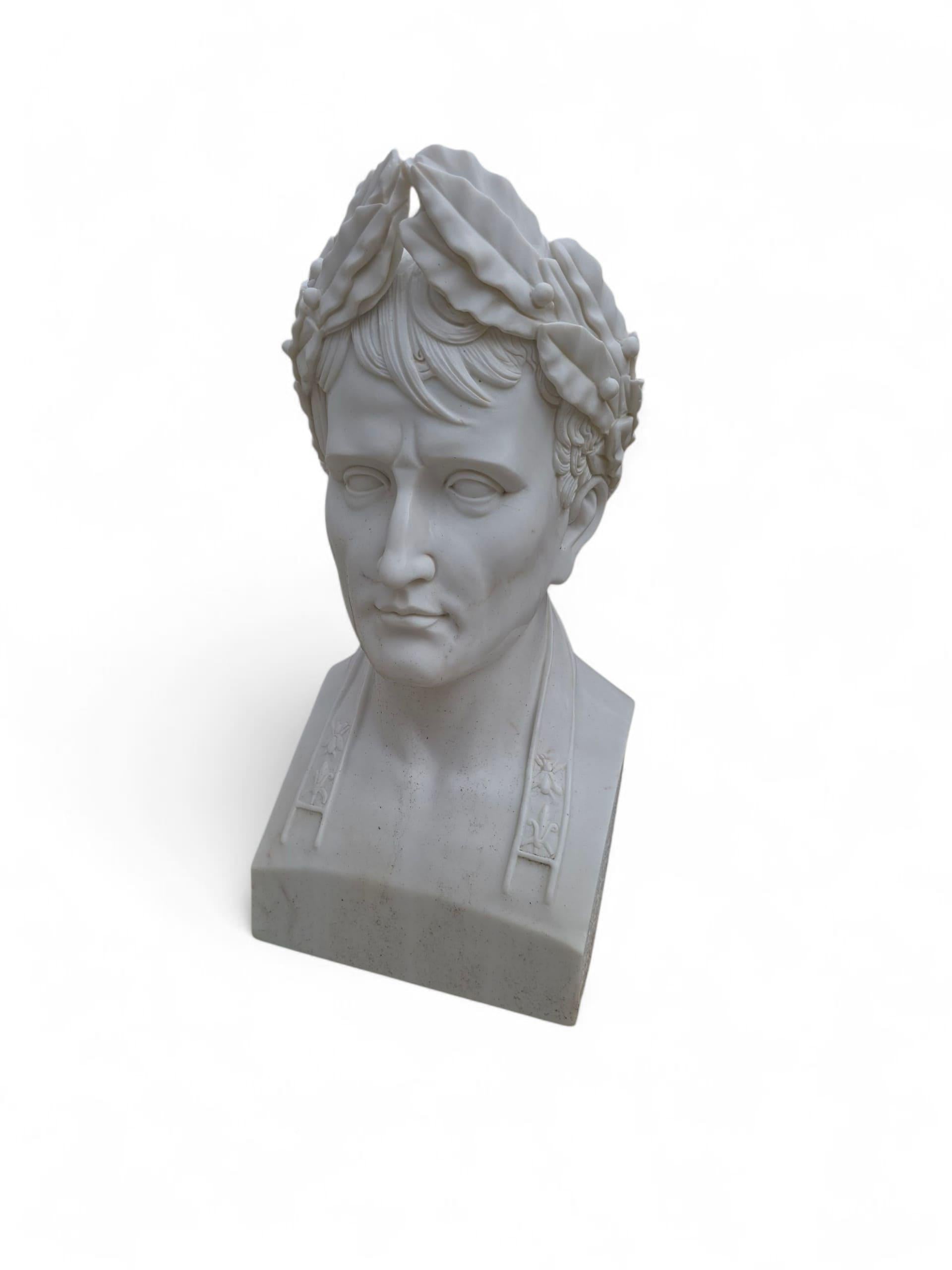 Mid-20th Century Hand-Carved Italian Marble Bust of Napoleon Bonaparte, 20th Century For Sale