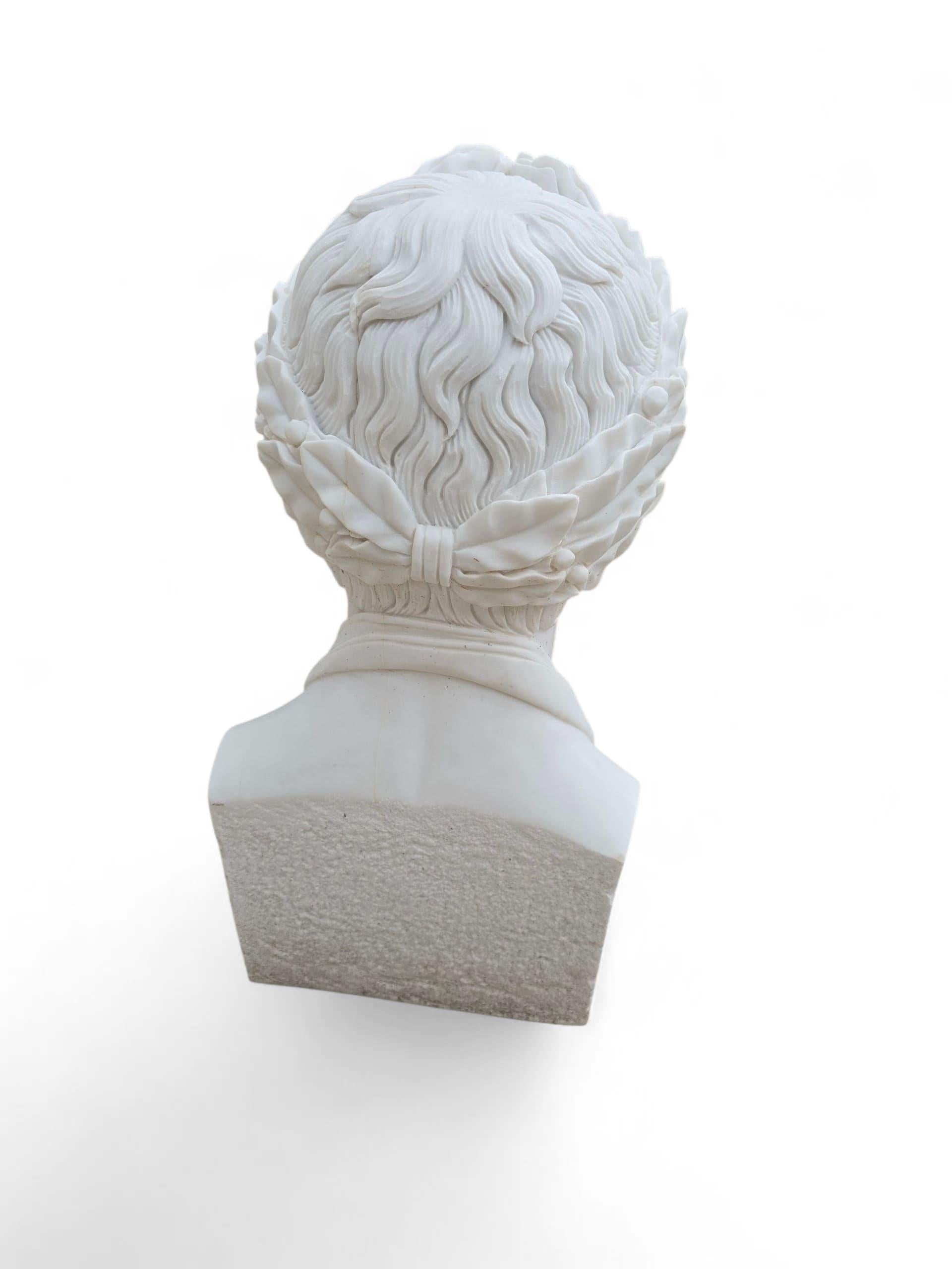 Hand-Carved Italian Marble Bust of Napoleon Bonaparte, 20th Century For Sale 2