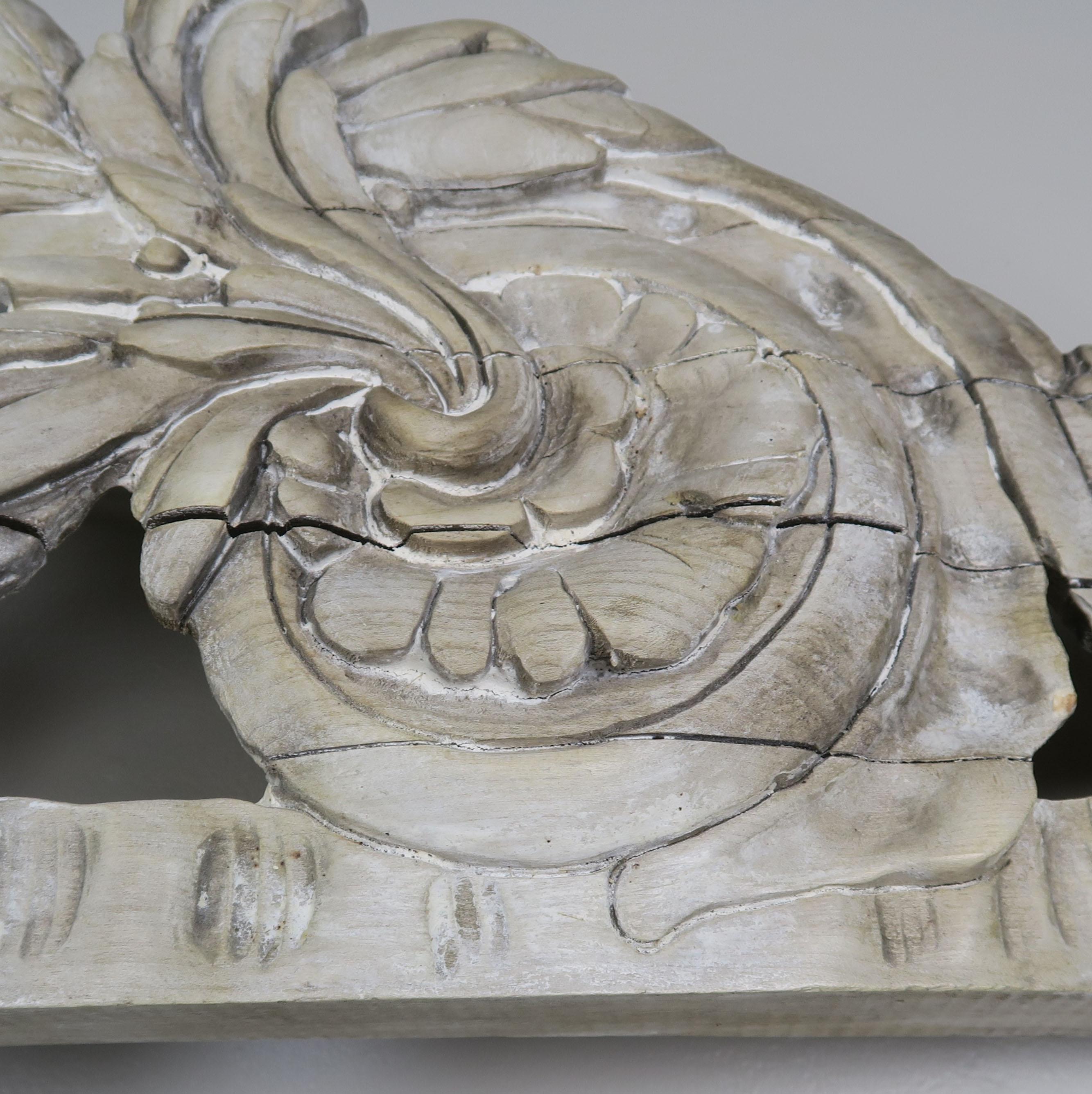 Rococo Hand Carved Italian Overdoor Fragment