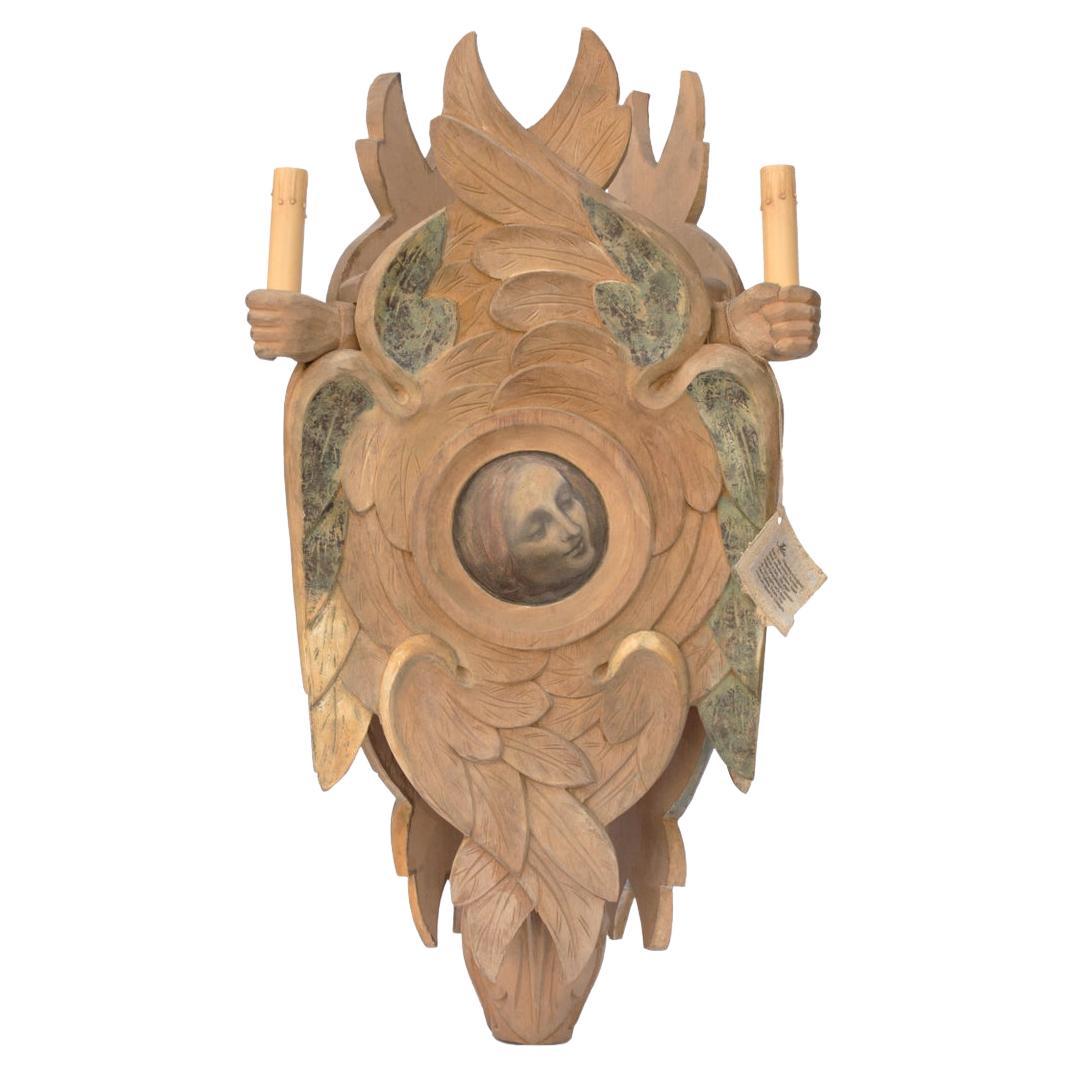 Hand Carved Italian Painted Wood Lantern