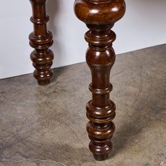 Hand-Carved Italian Renaissance Walnut Console Table with Siena Marble Top — Cir