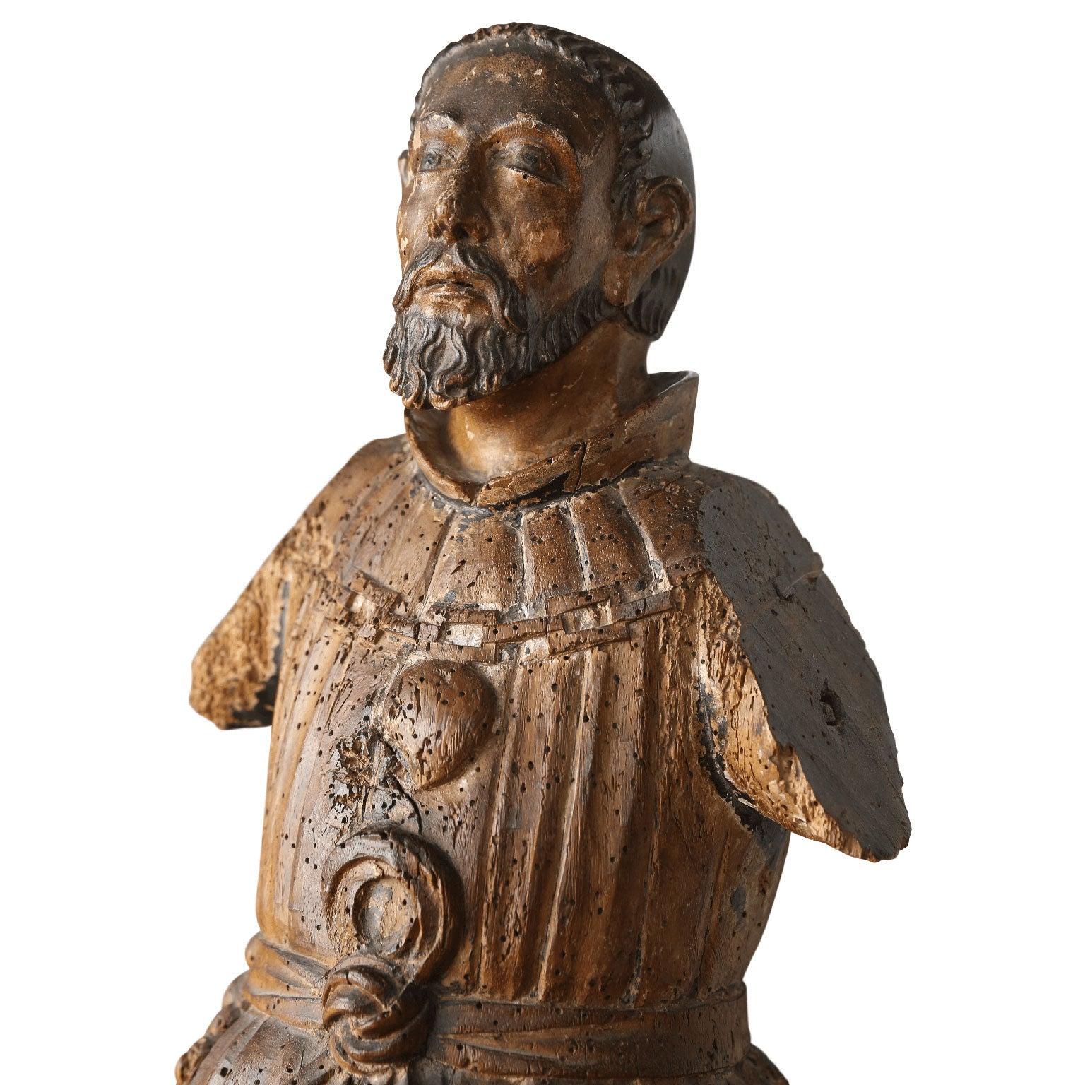 Hand carved Italian Santo: figure of Franciscan abbot or saint, circa 1780-1800.

Note: Regional differences in humidity and climate during shipping may cause antique and vintage wood to shrink and/or split along its grain, veneer to loosen and/or