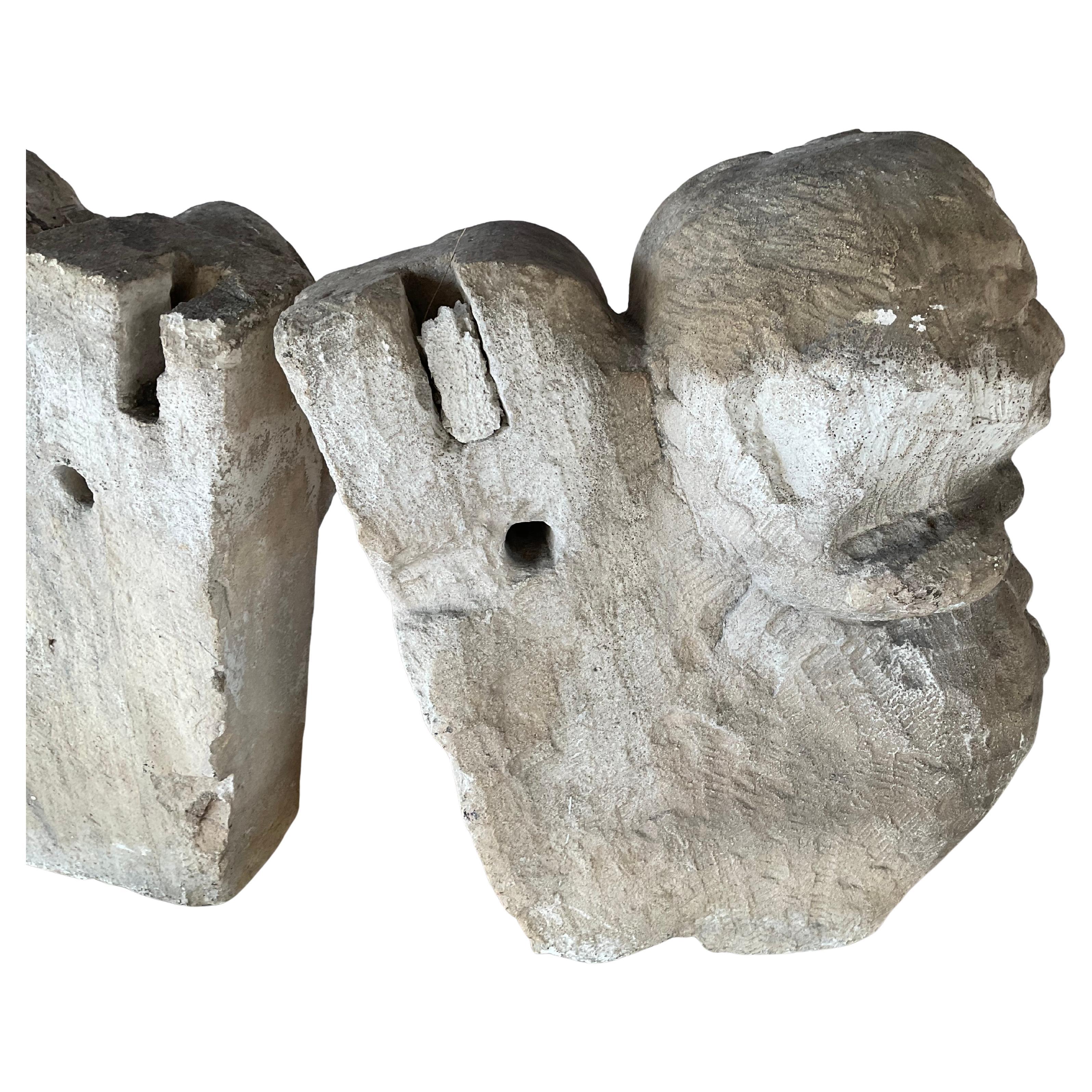 18th Century and Earlier Hand-Carved Italian Stone Cherub Corbels, A Pair For Sale