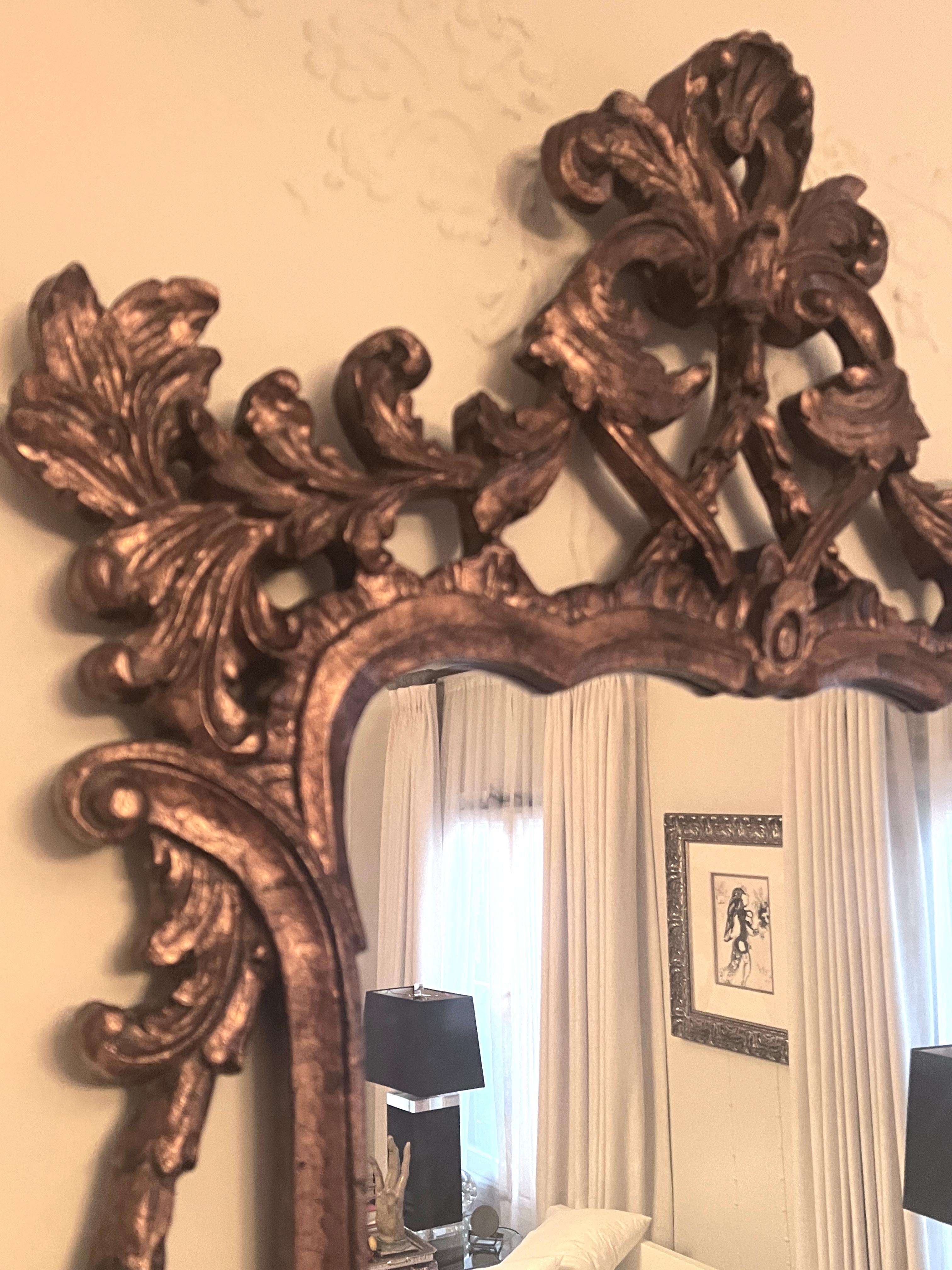 Hand Carved Italian Wood Mirror For Sale 8