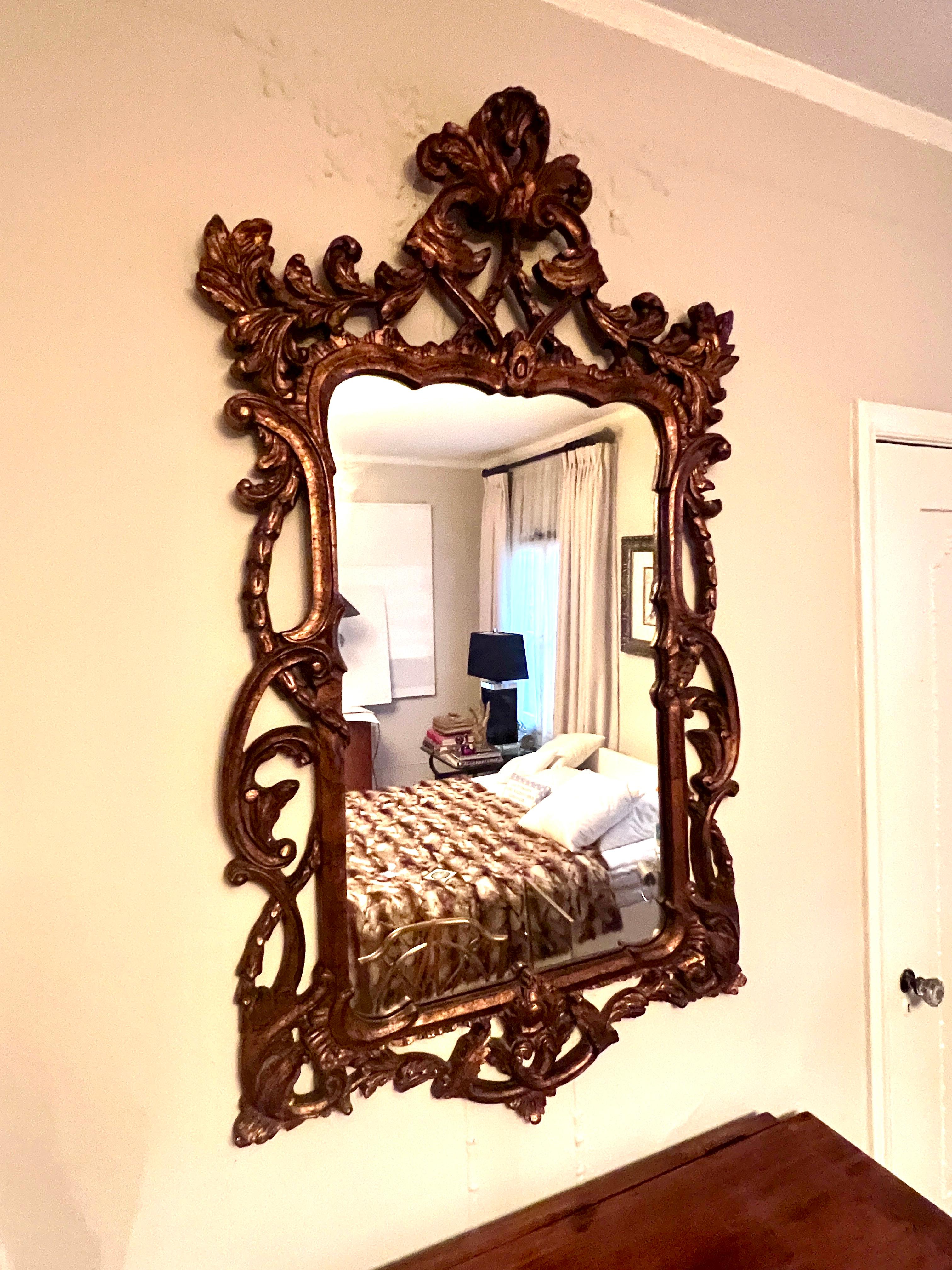 Hand Carved Italian Wood Mirror For Sale 9