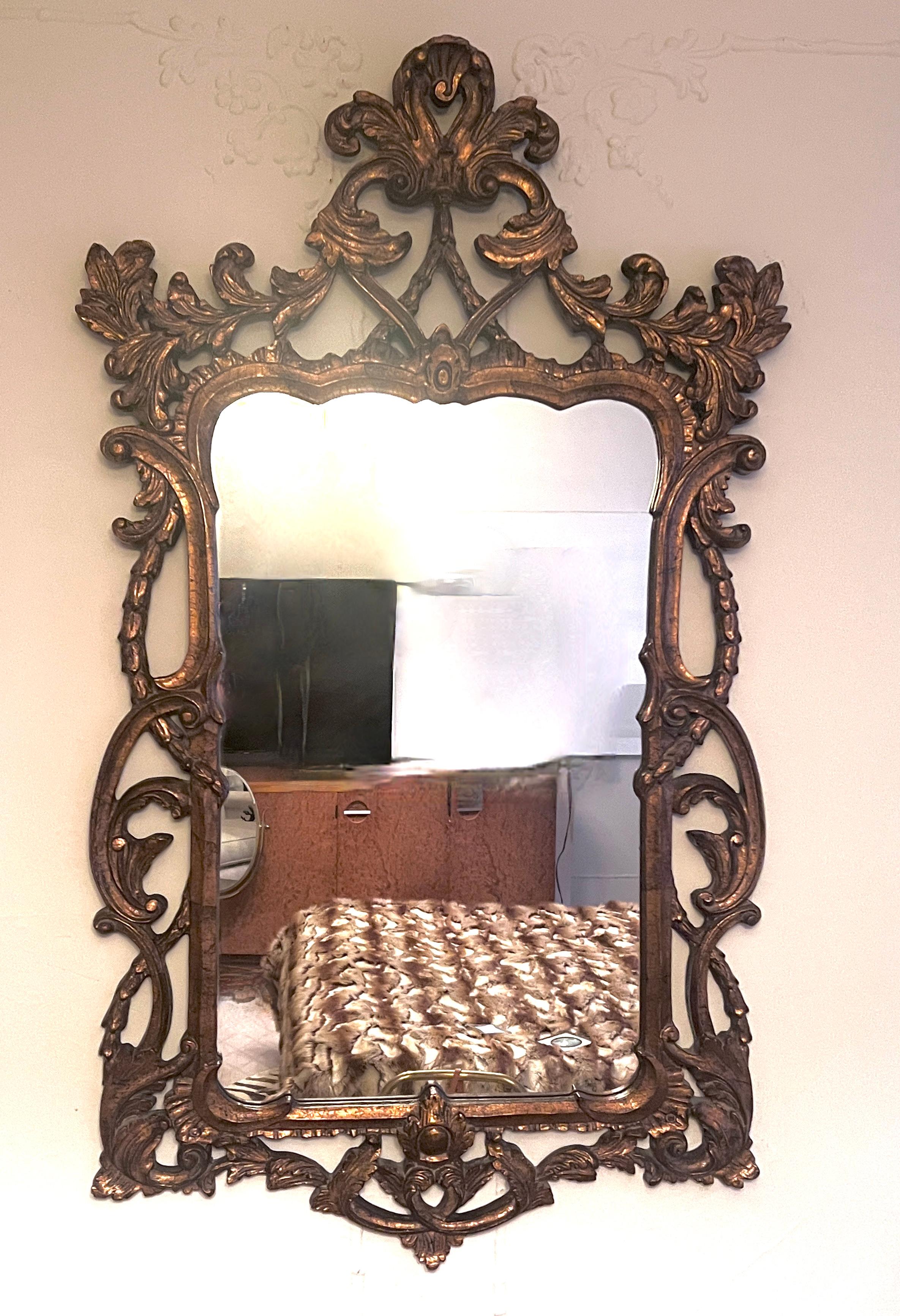 Hand Carved Italian Wood Mirror For Sale 11