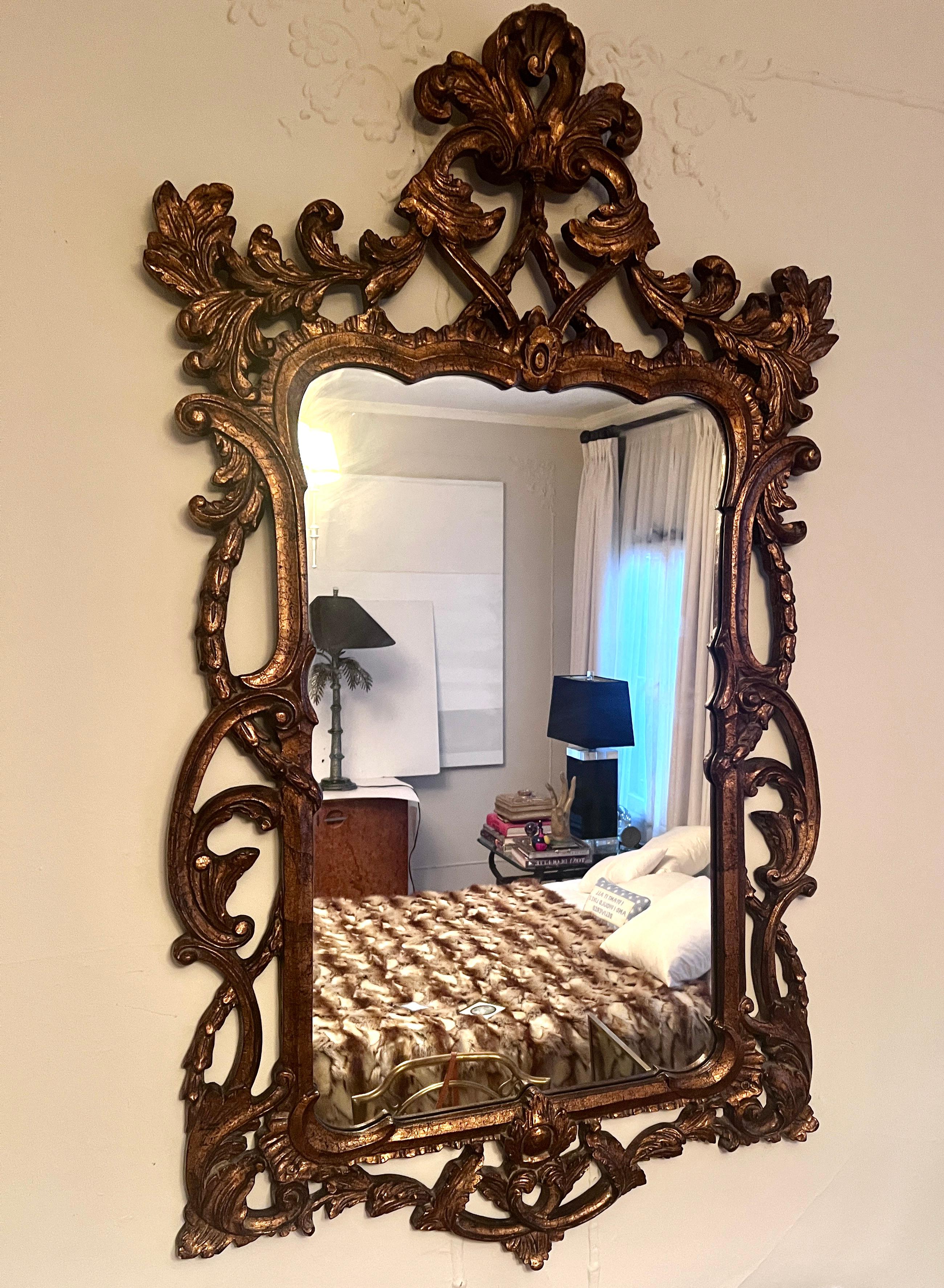 Hand Carved Italian Wood Mirror For Sale 1