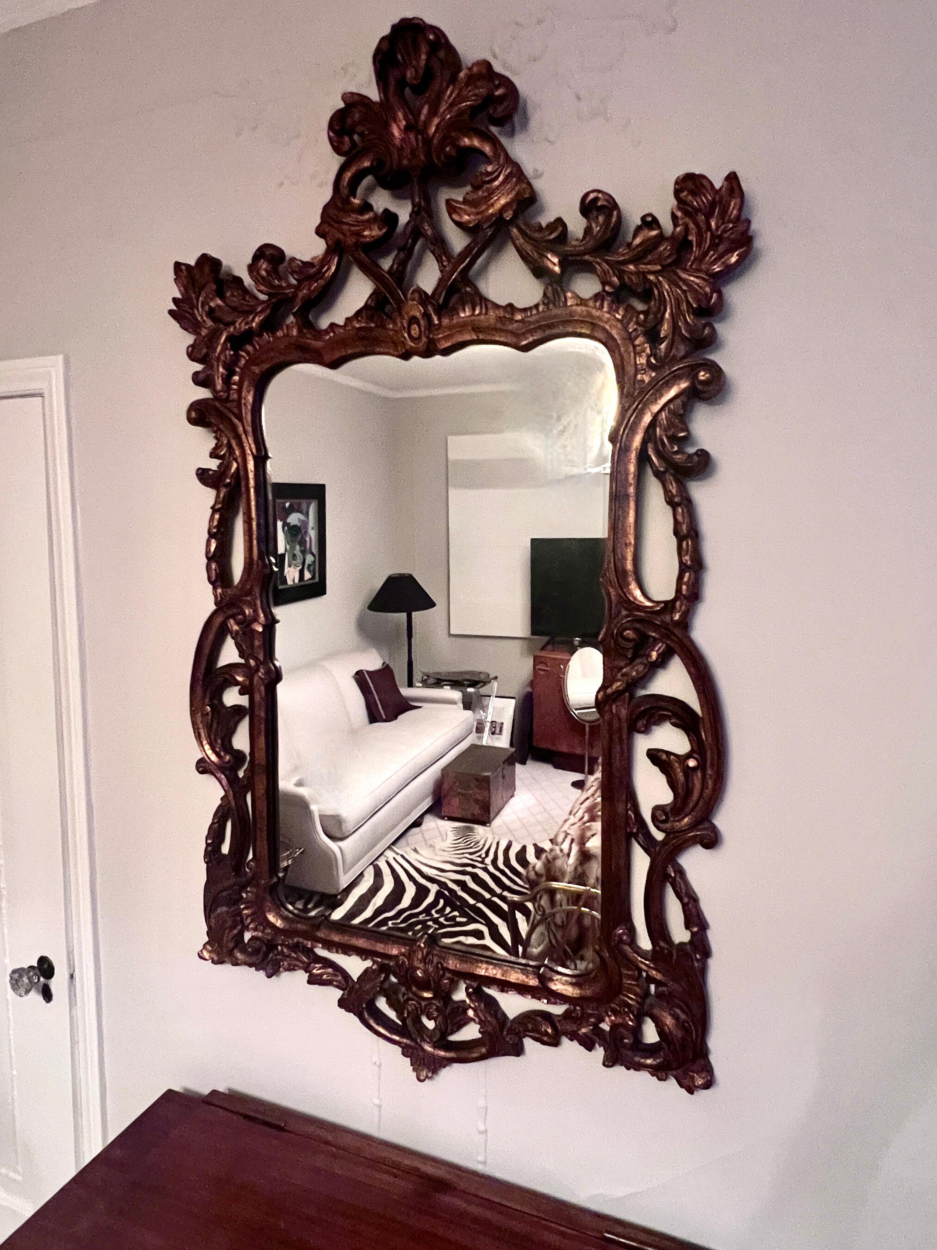 Hand Carved Italian Wood Mirror For Sale 2