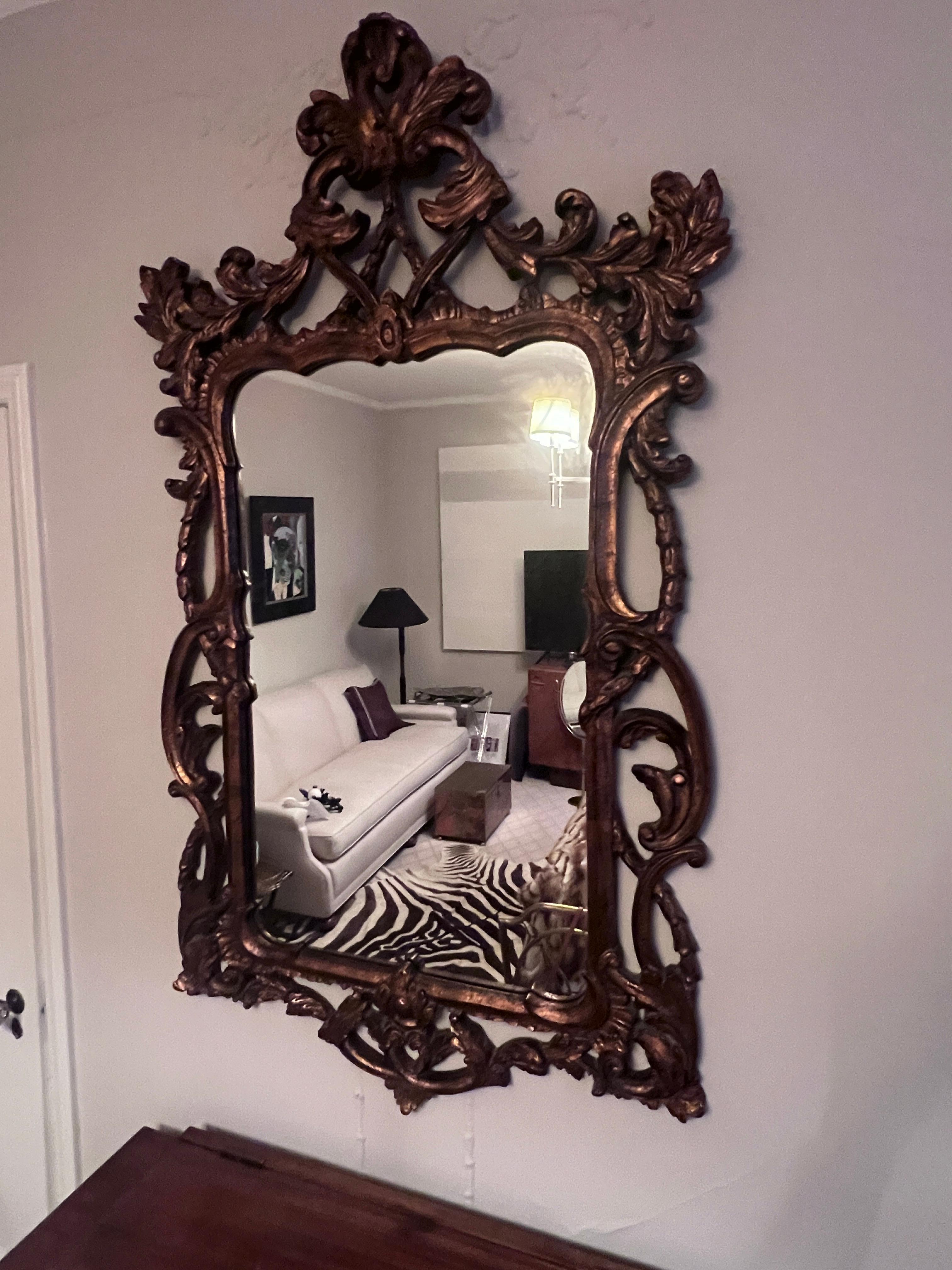 Hand Carved Italian Wood Mirror For Sale 3