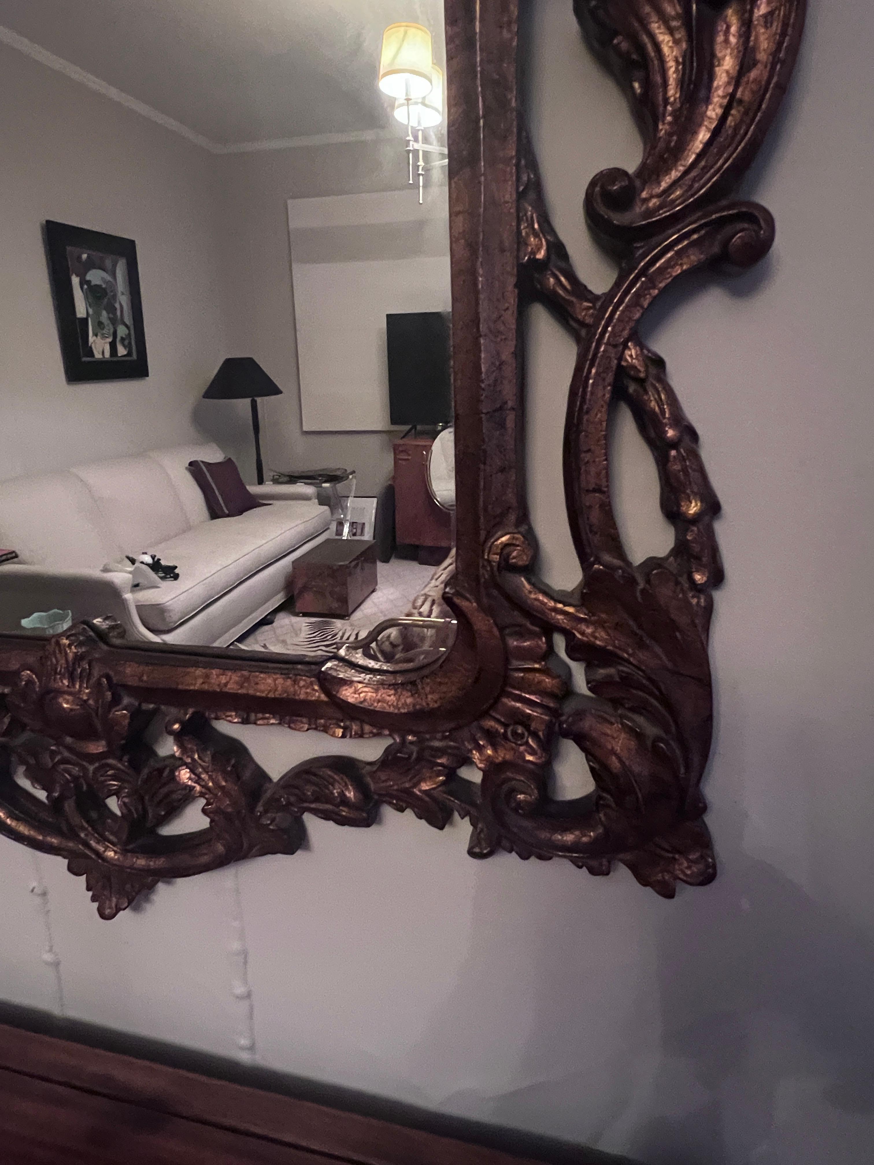 Hand Carved Italian Wood Mirror For Sale 4