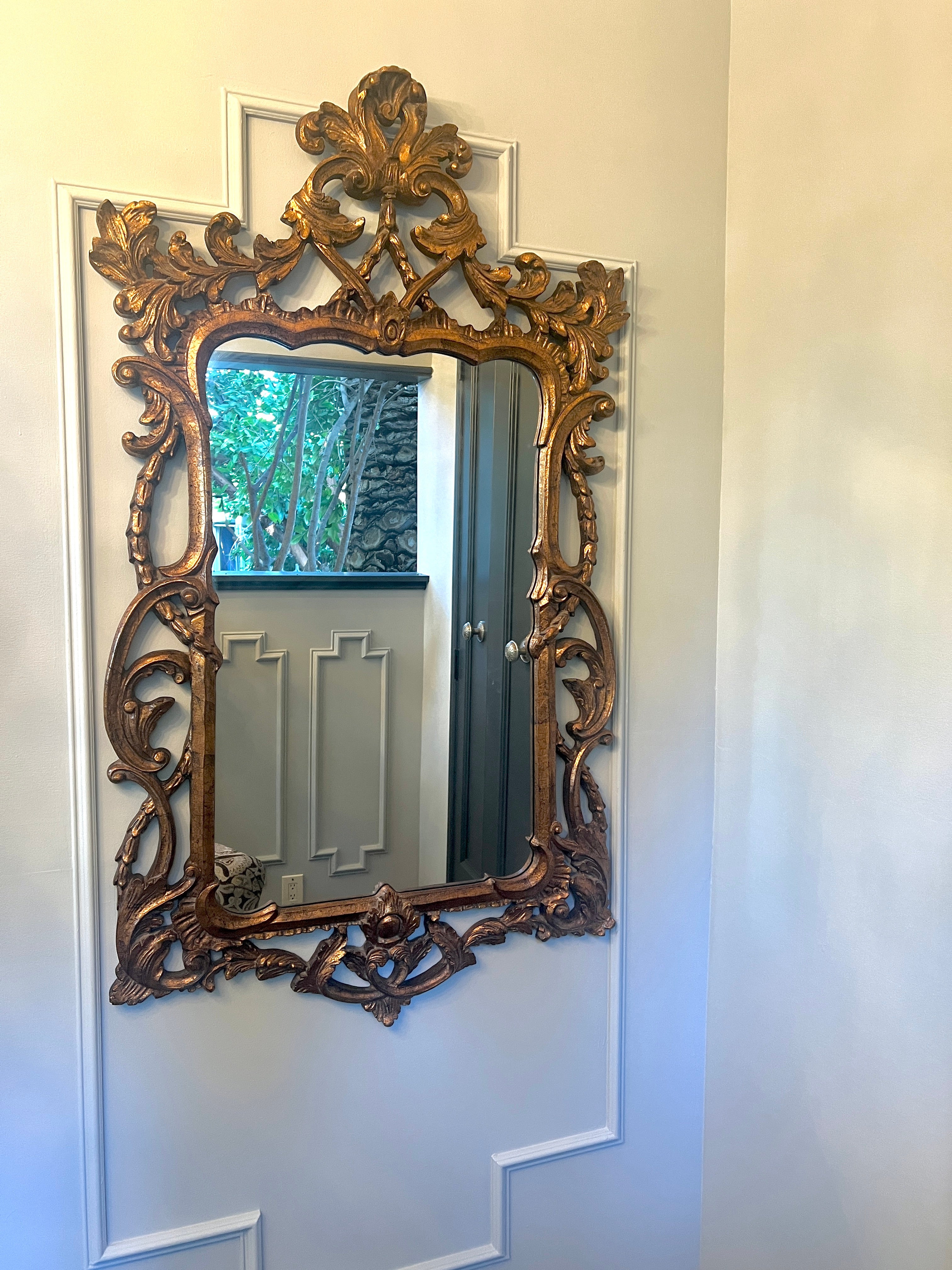 Hand Carved Italian Wood Mirror For Sale