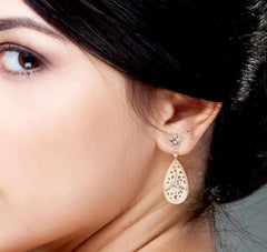 Hand Carved Jade 18 Karat Gold Baguette Diamond Earrings