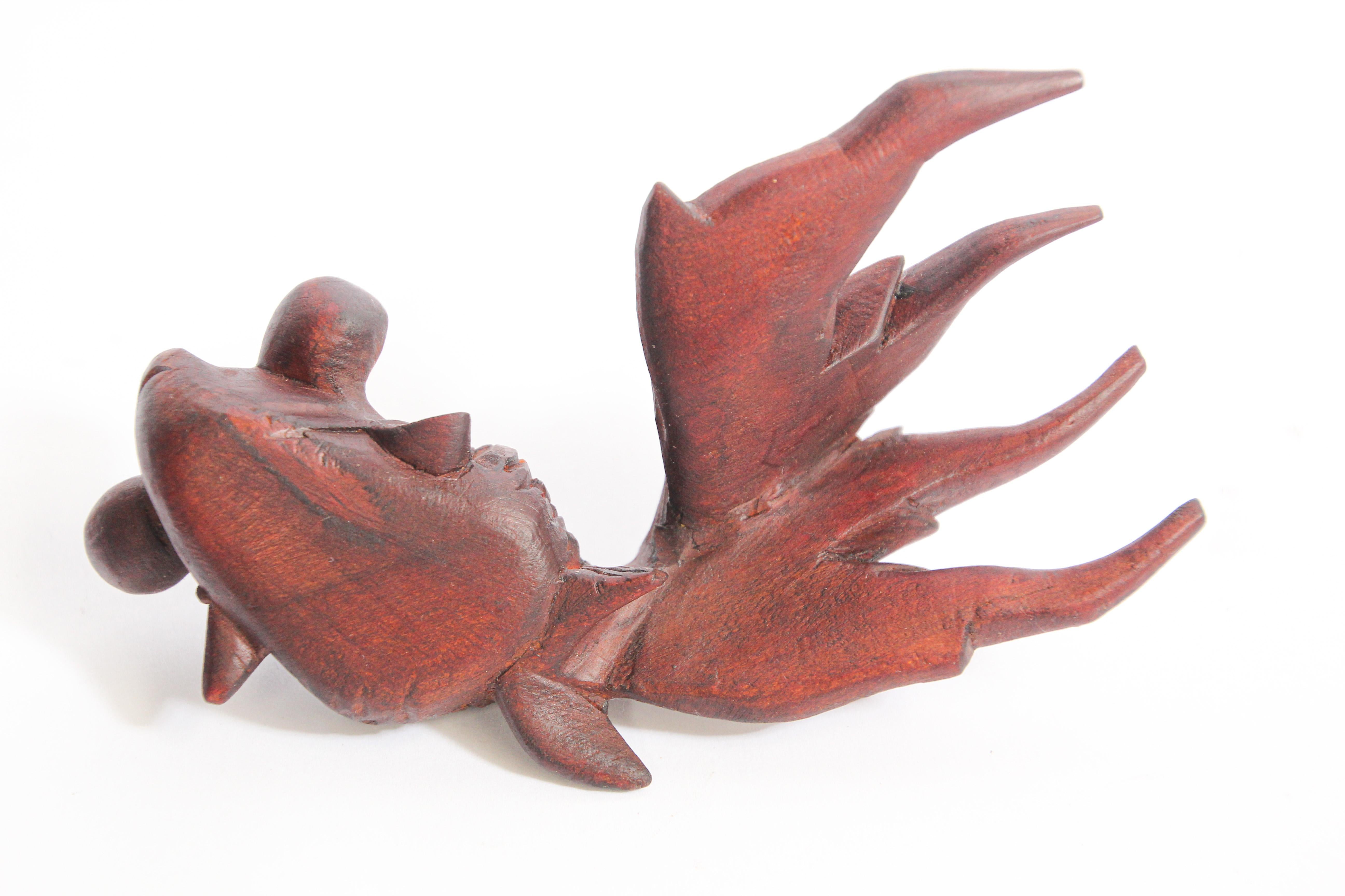 Hand Carved Japanese Rosewood Koi Fish Sculptures 2