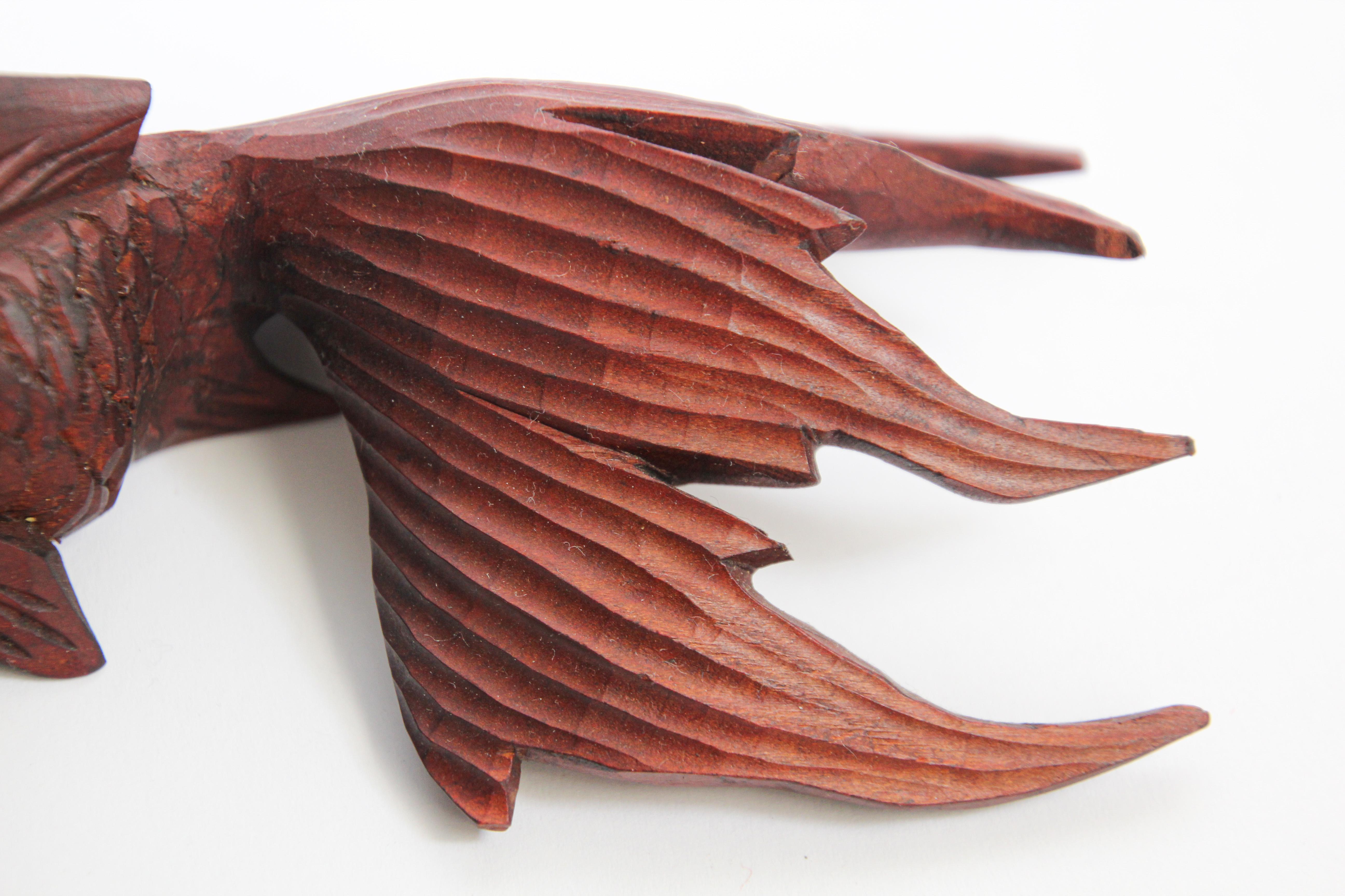 Hand Carved Japanese Rosewood Koi Fish Sculptures 5