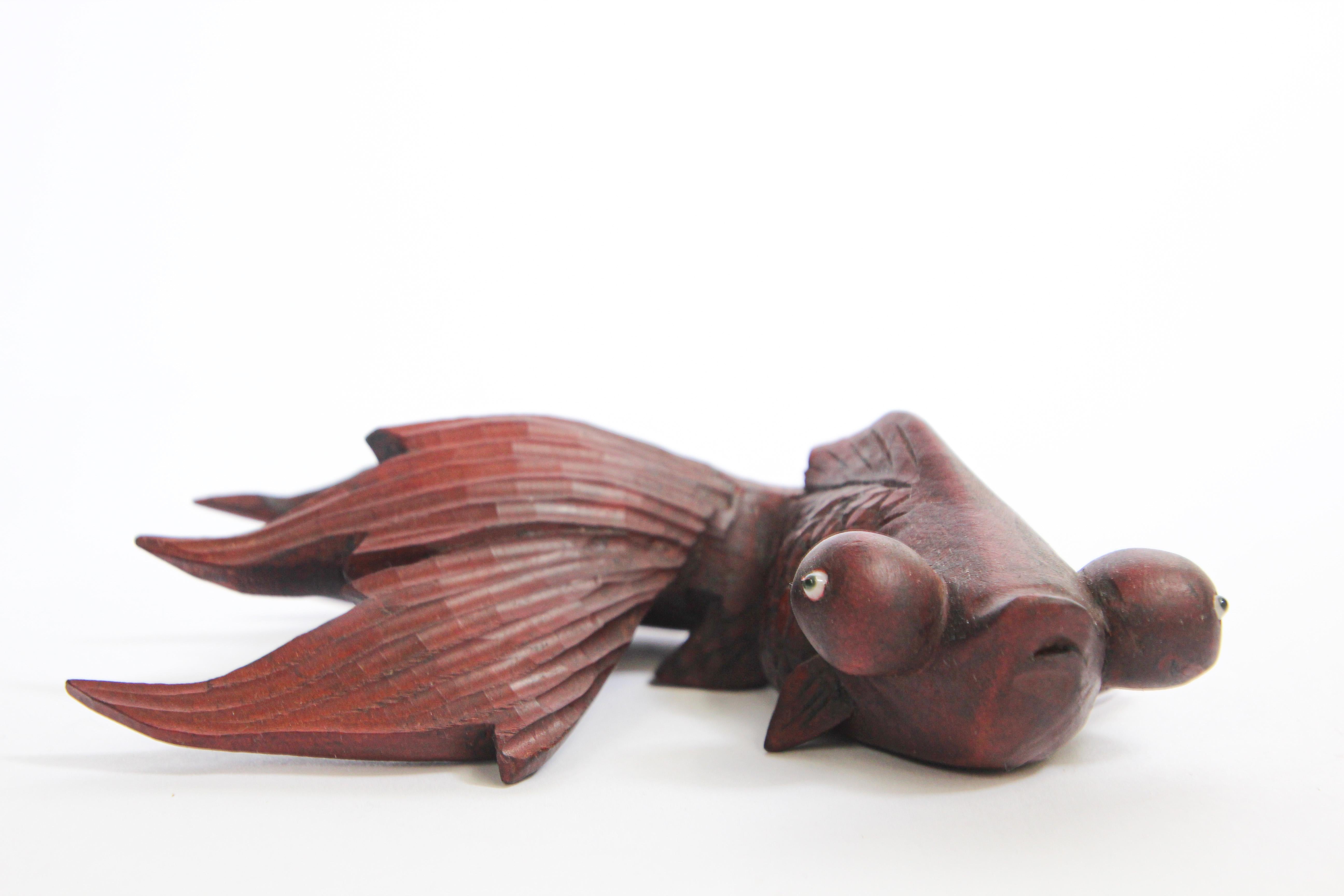 Hand Carved Japanese Rosewood Koi Fish Sculptures 8