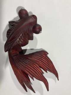 Hand Carved Japanese Rosewood Koi Fish Sculptures