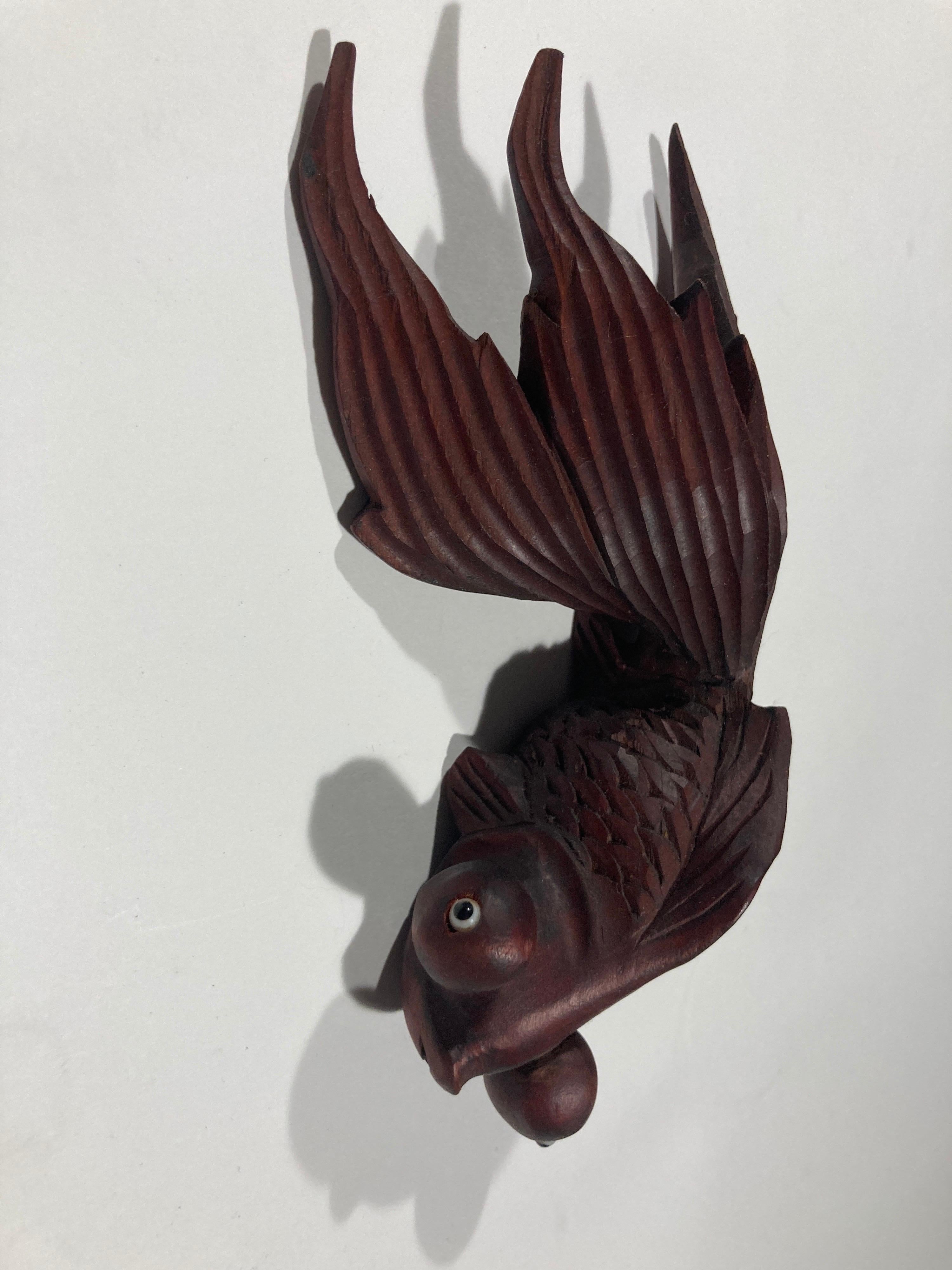 Hand Carved Japanese Rosewood Koi Fish Sculptures 3