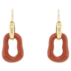 Handgeschnitzte Jaspis-Ohrringe aus 18 Karat Gelbgold
