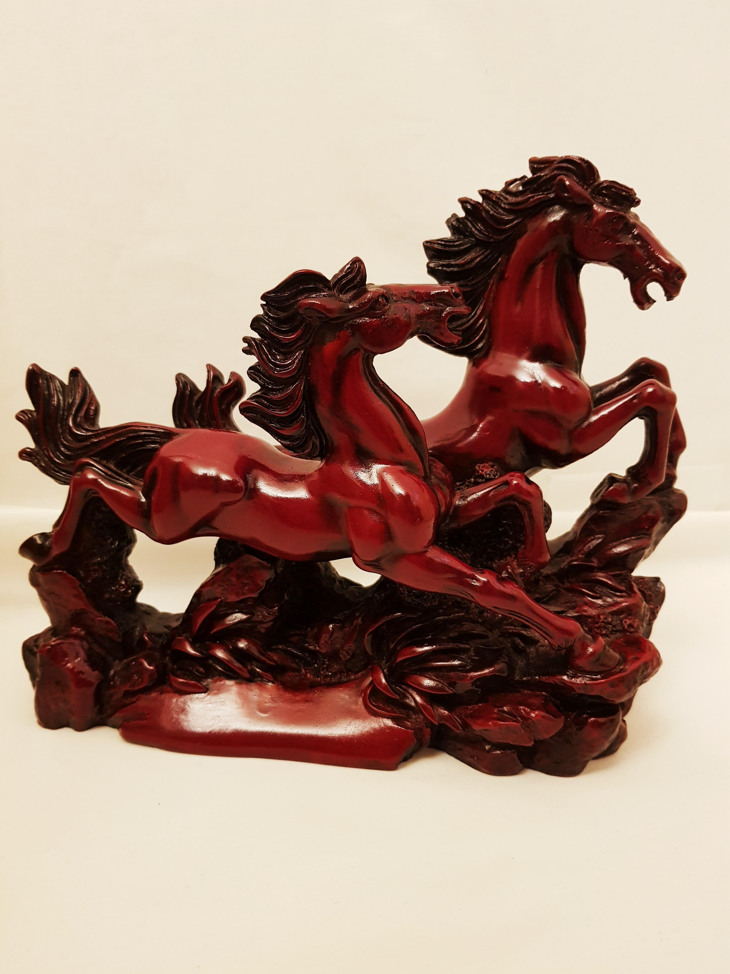 Beautiful hand carved Jasper stone horses in perfect condition.