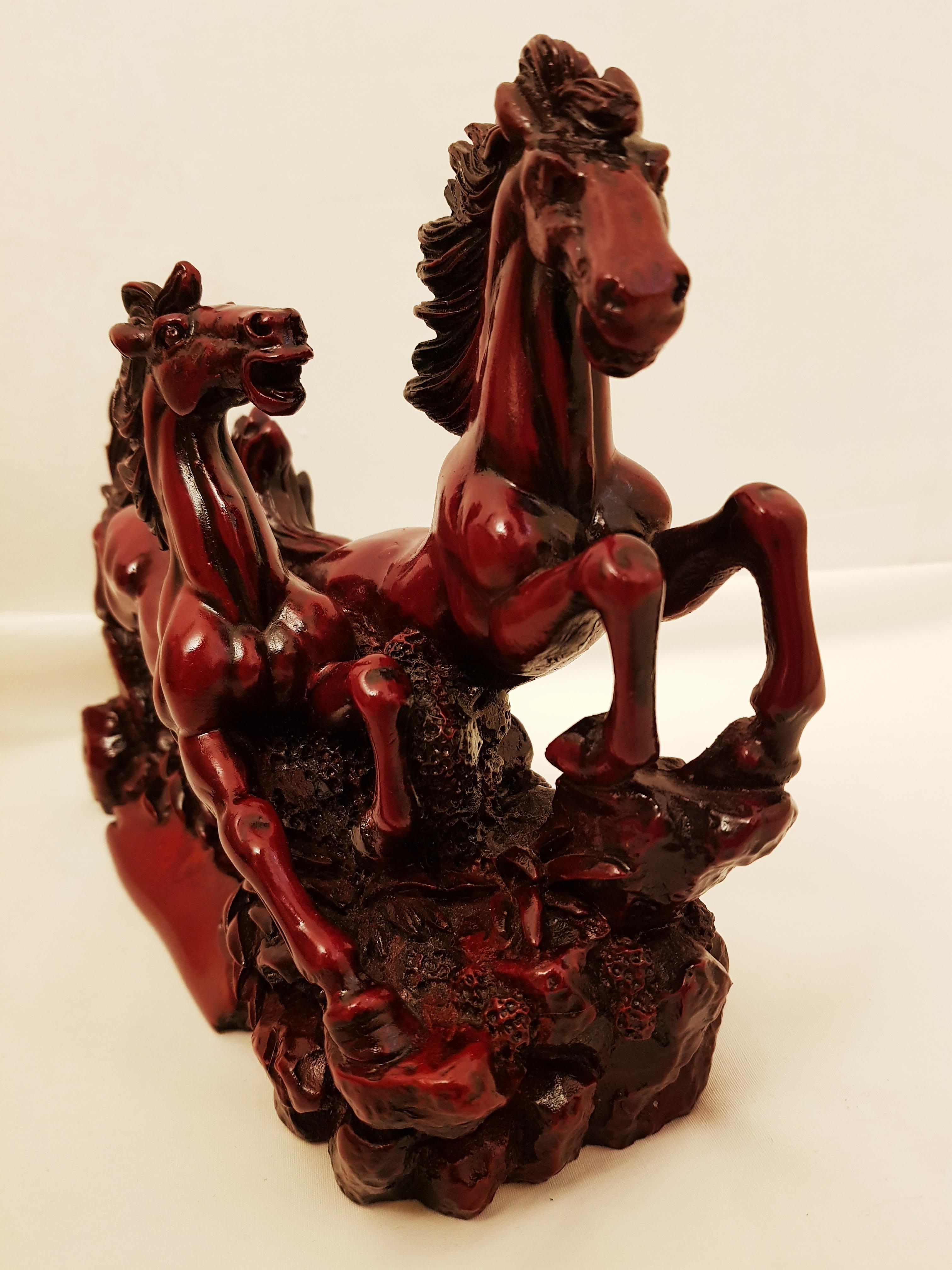 Arts and Crafts Hand Carved Jasper Stone Horses