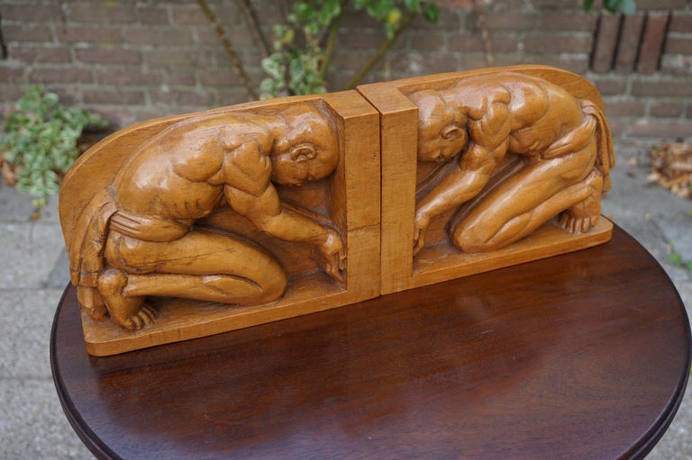 Hand Carved Jati Wood  Arts and Crafts Bookends with  Hand Carved Jati Wood  Arts and Crafts Bookends with