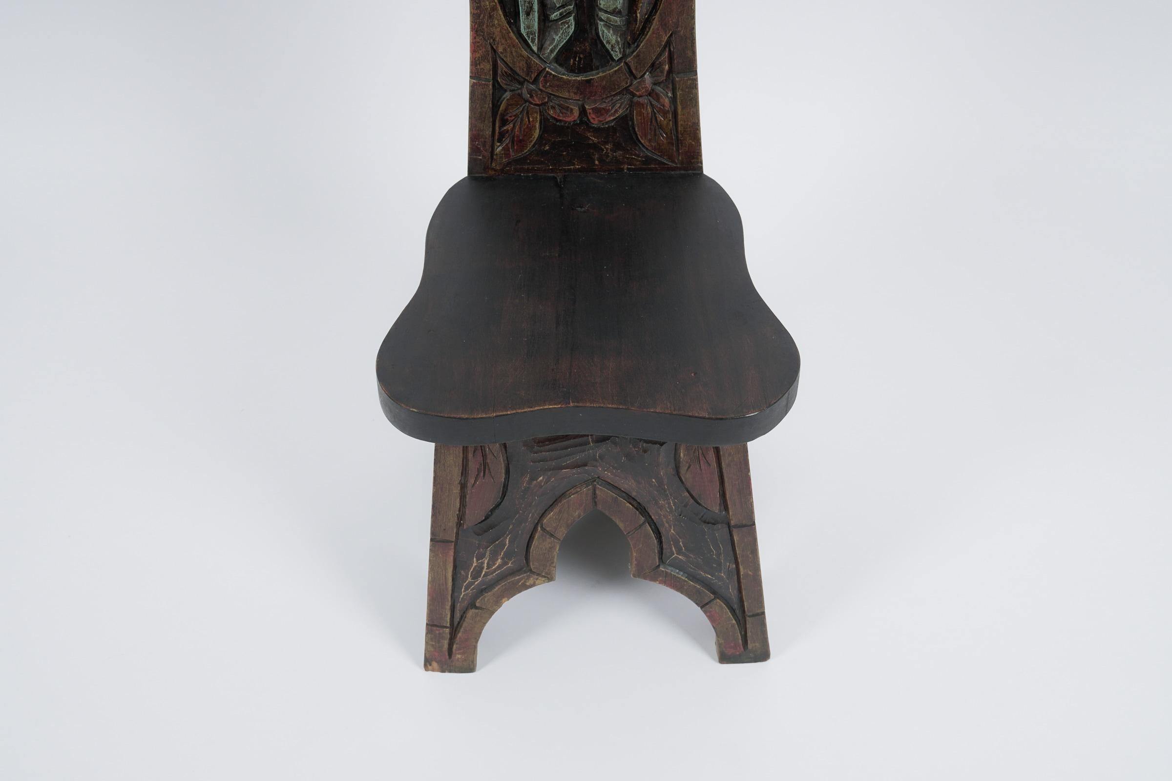 Handgeschnitzter „Knight“-Stuhl mit hoher Rückenlehne, Spanien, 1960er Jahre im Angebot 3