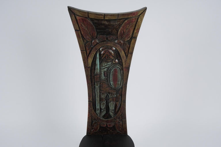 Hand Carved "Knight" High Back Chair, 1960s Spain For Sale at 1stDibs