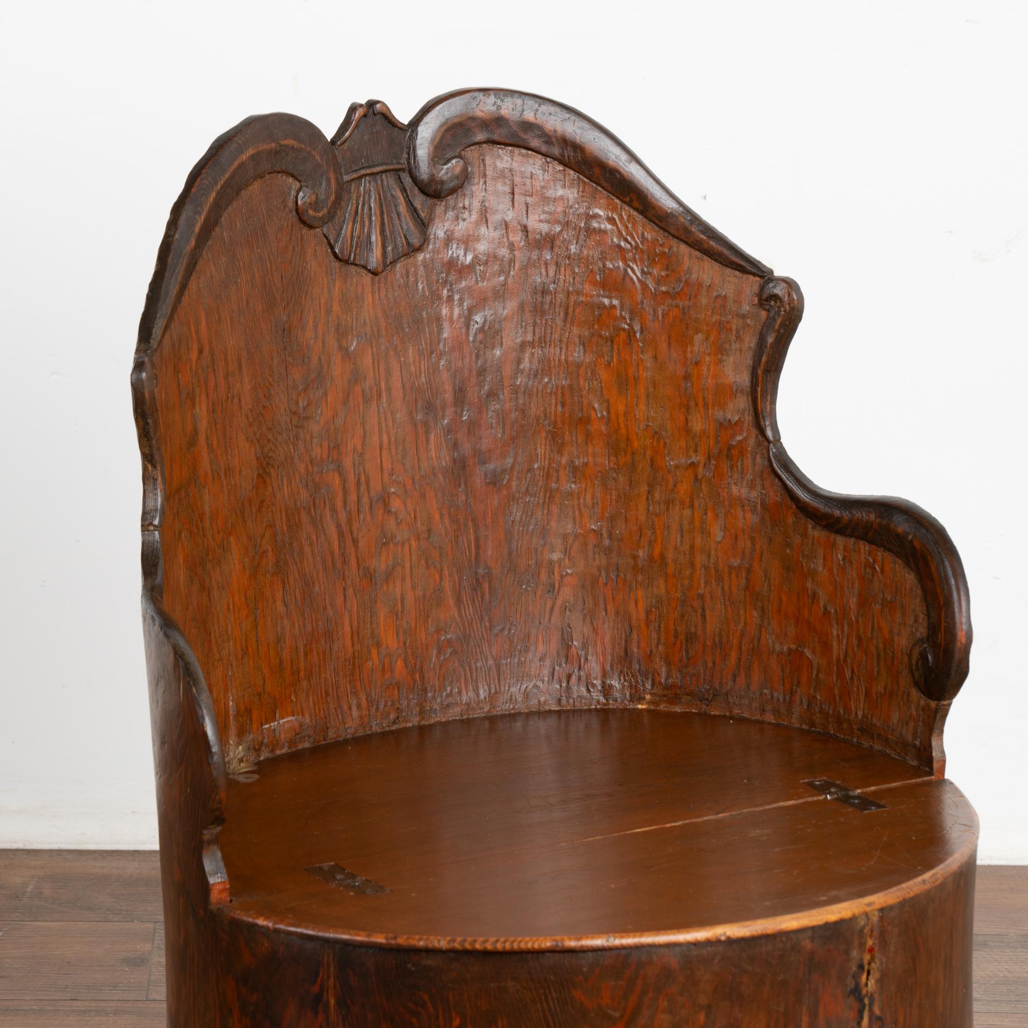 19th Century Hand Carved Kubbestol from Norway, circa 1840