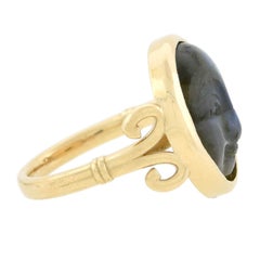Hand Carved Labradorite "Man in the Moon" Ring