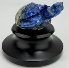 Hand Carved Lapis Lazuli "Hatching Turtle" Gemstone Sculpture