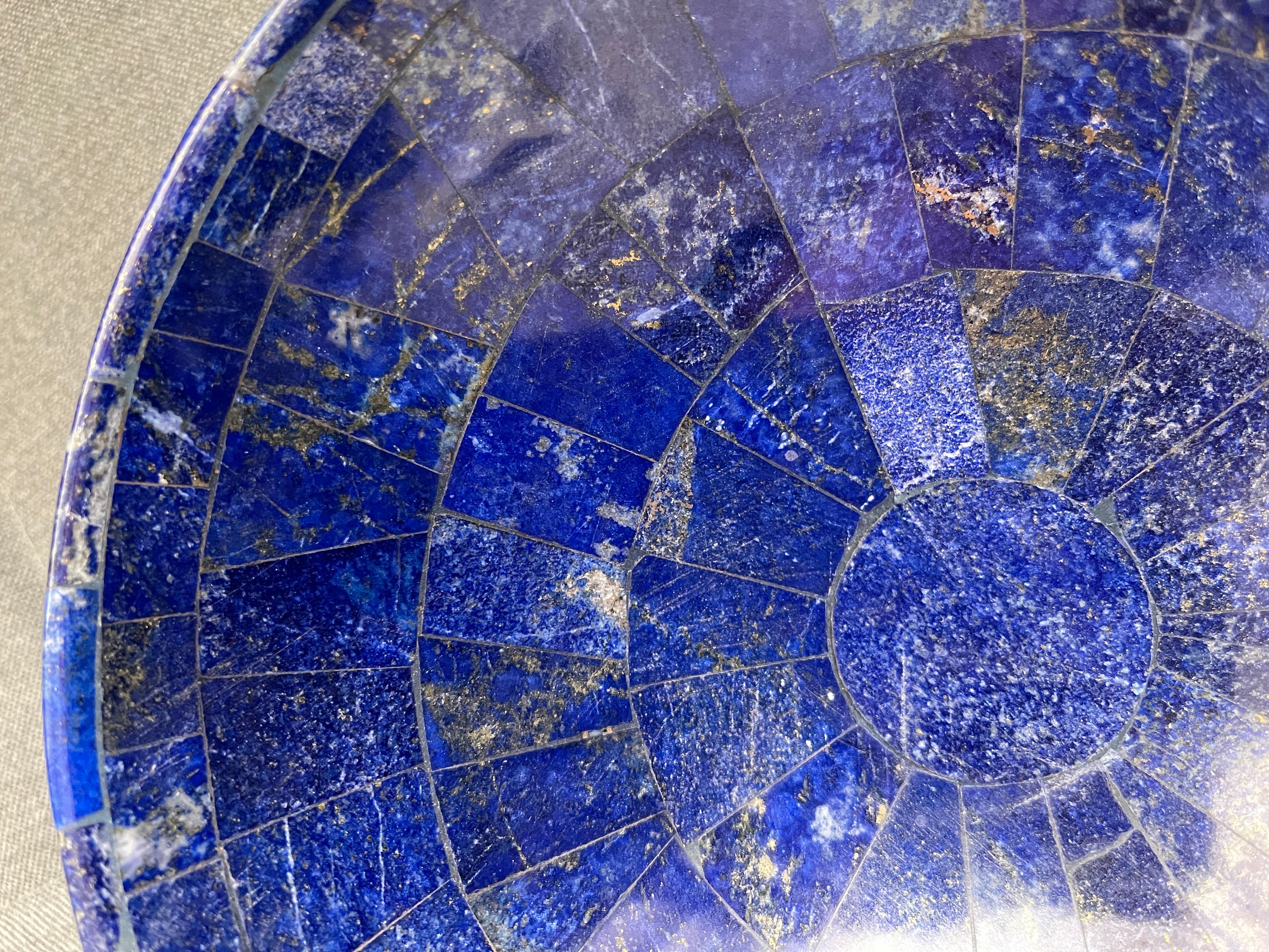 Hand Carved Lapis Lazuli Mosaic Bowl For Sale 3